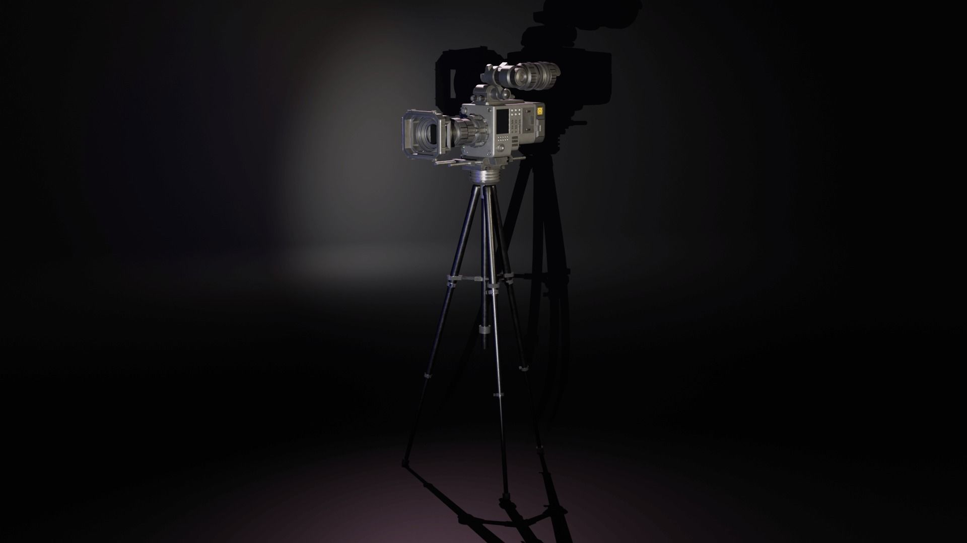 TV Camera with Tripod Low-poly 3D model_4