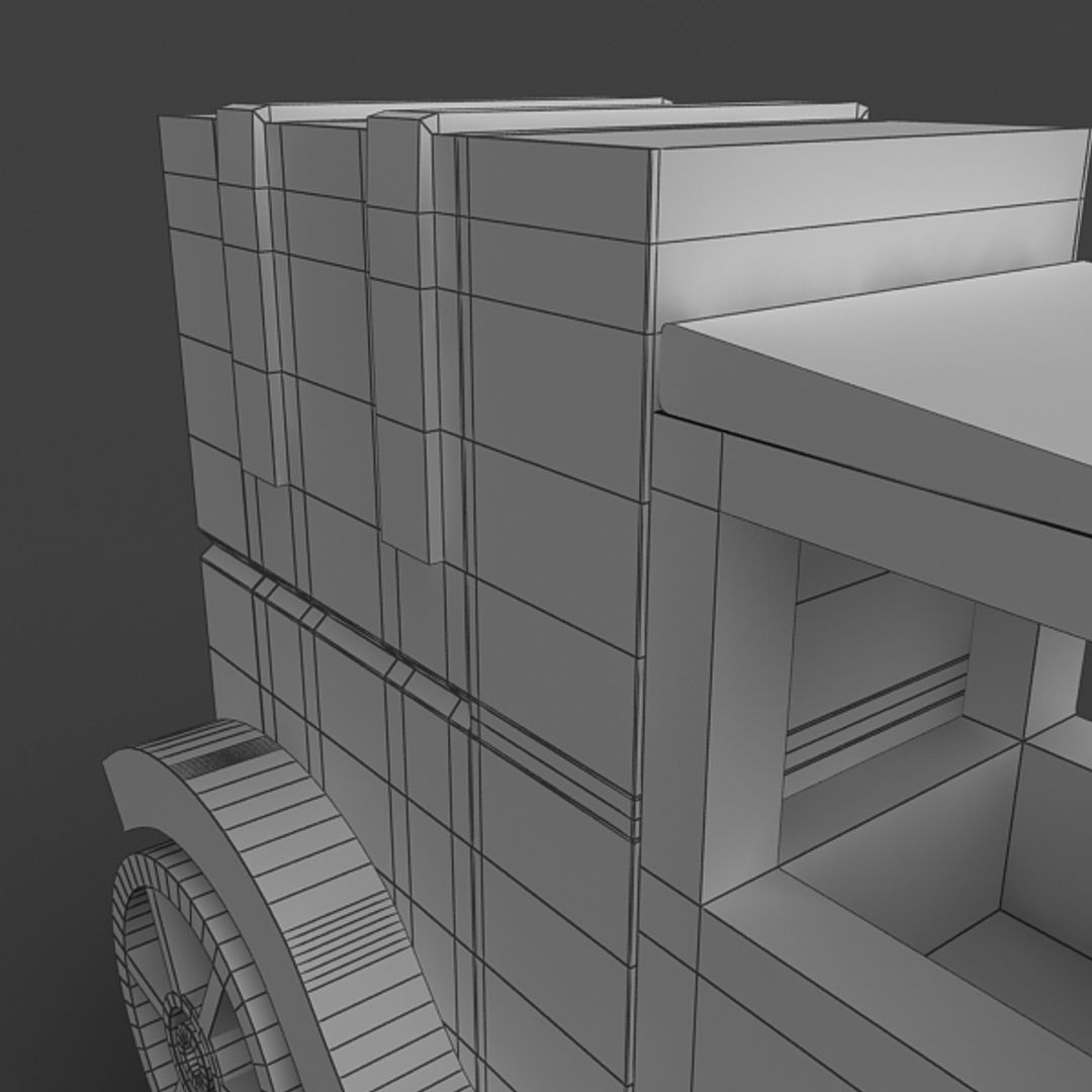 Wooden Toy Car Low-poly 3D model_9