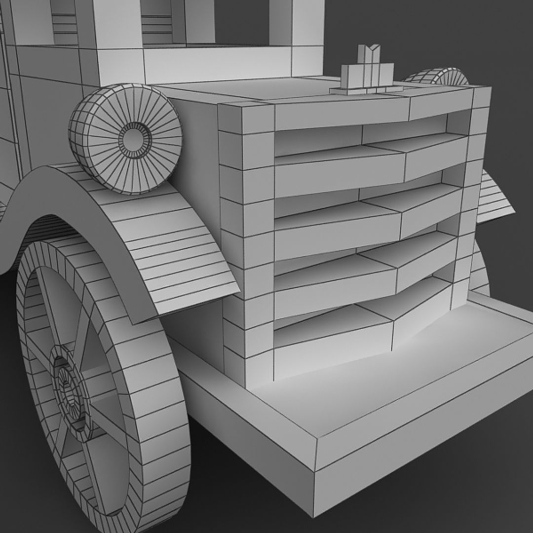 Wooden Toy Car Low-poly 3D model_8