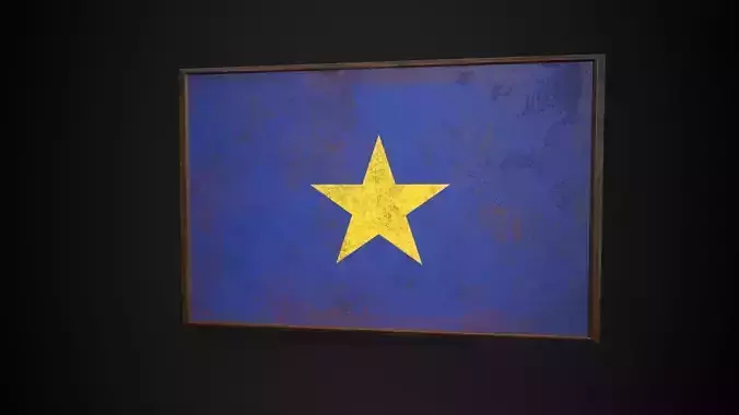 Old Picture Frame With Congo Free State Flag - Game Ready PBR