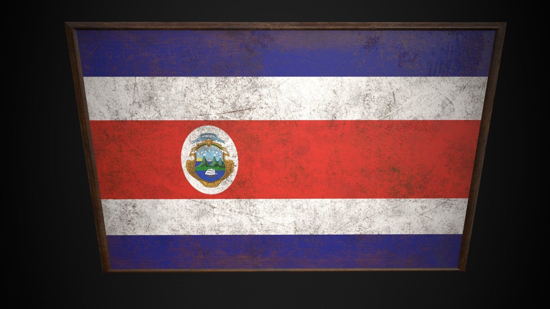 Old Picture Frame With Cost Rica Flag - Game Ready PBR Low-poly 3D model_2