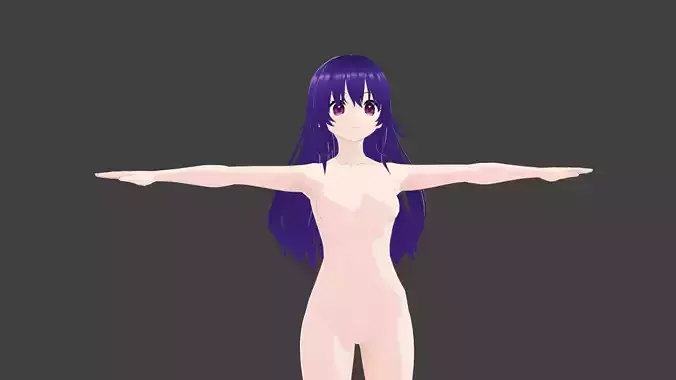 T pose rigged model - Ai Hoshino anime girl 3D model