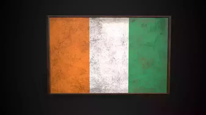 Old Picture Frame With Cote d Ivoire Flag - Game Ready PBR