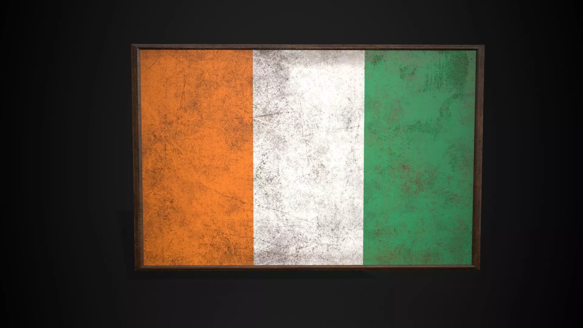 Old Picture Frame With Cote d Ivoire Flag - Game Ready PBR Low-poly 3D model