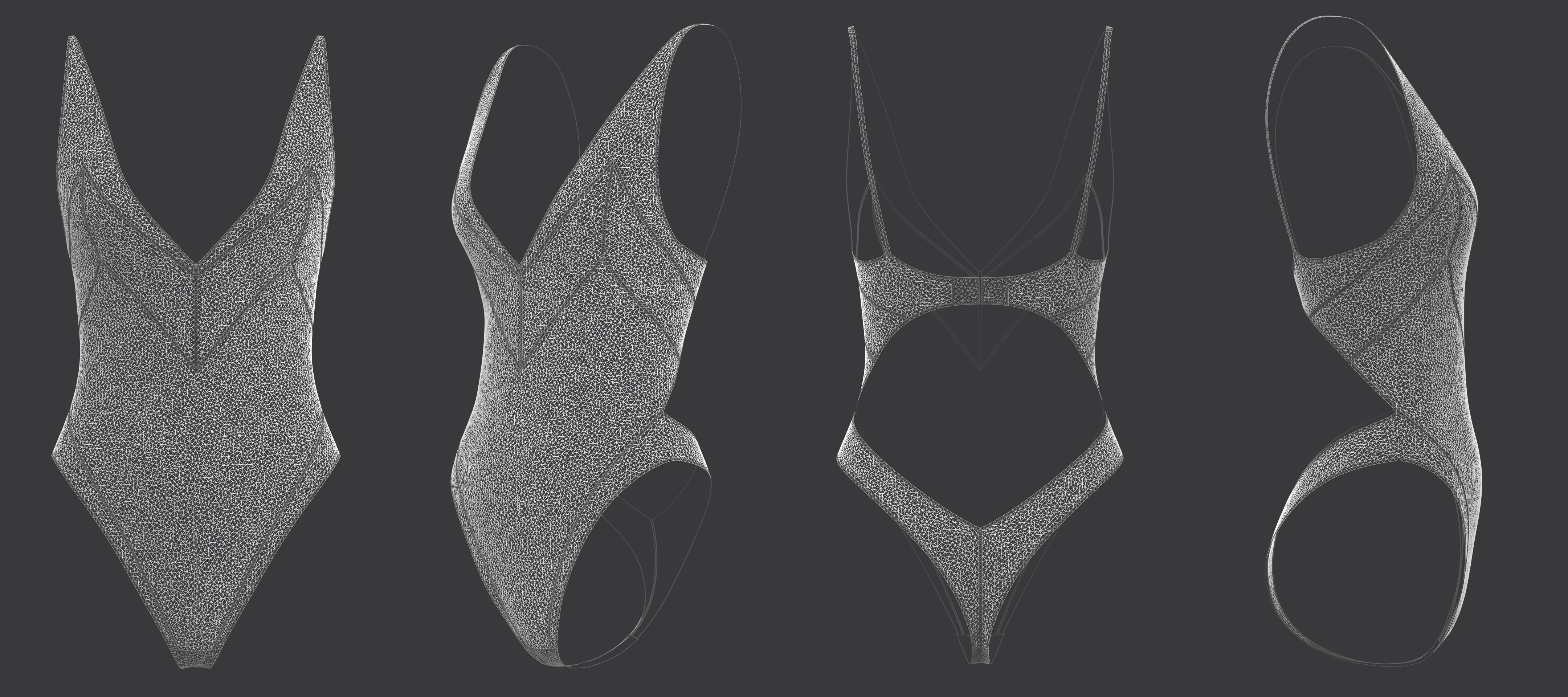 Open Back Lace Bodysuit 3D model_8