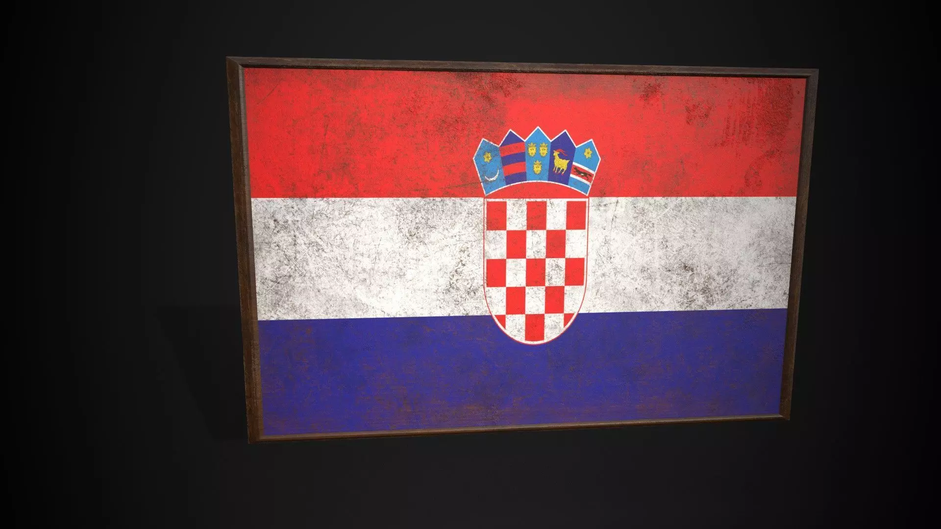 Old Picture Frame With Croatia Flag - Game Ready PBR Low-poly 3D model