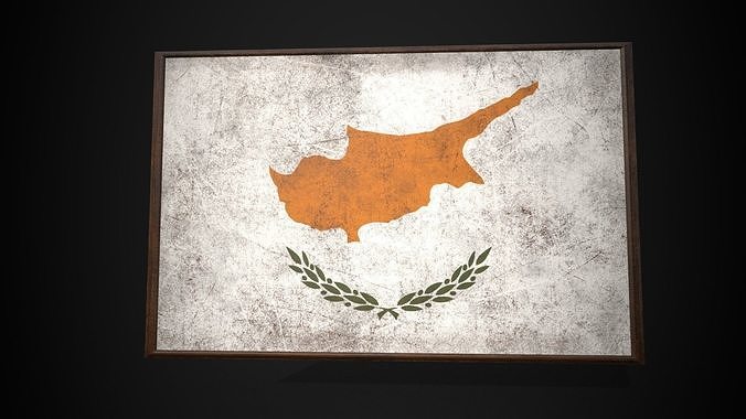 Old Picture Frame With Cyprus Flag - Game Ready PBR Low-poly 3D model