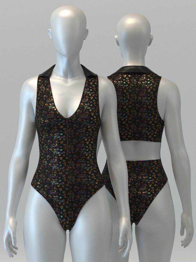 Reversible One Piece Swimsuit 3D model_4