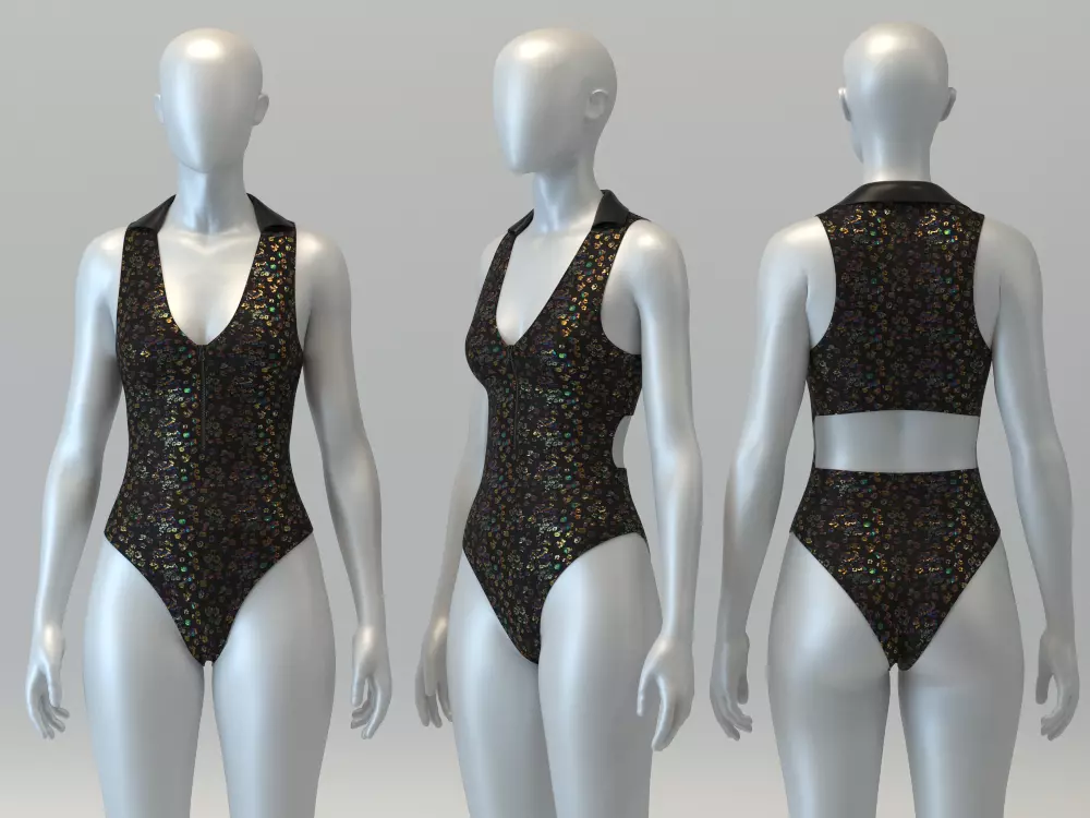 Reversible One Piece Swimsuit 3D model_0