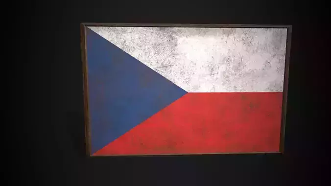 Old Picture Frame With Czechia Flag - Game Ready PBR