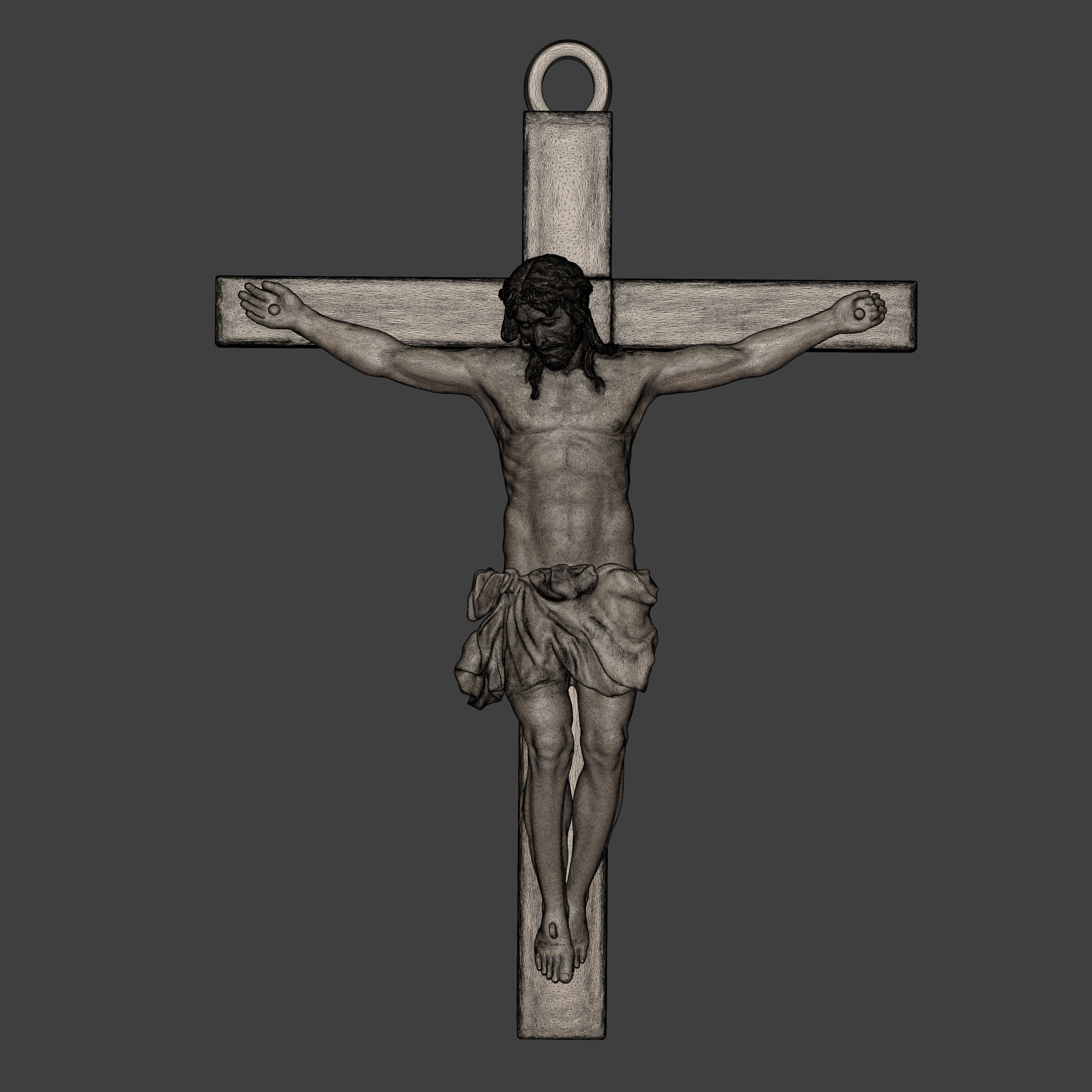 Jesus - Christ Cross Pendant - Necklace -- Ready for 3D Printing 3D print model_2