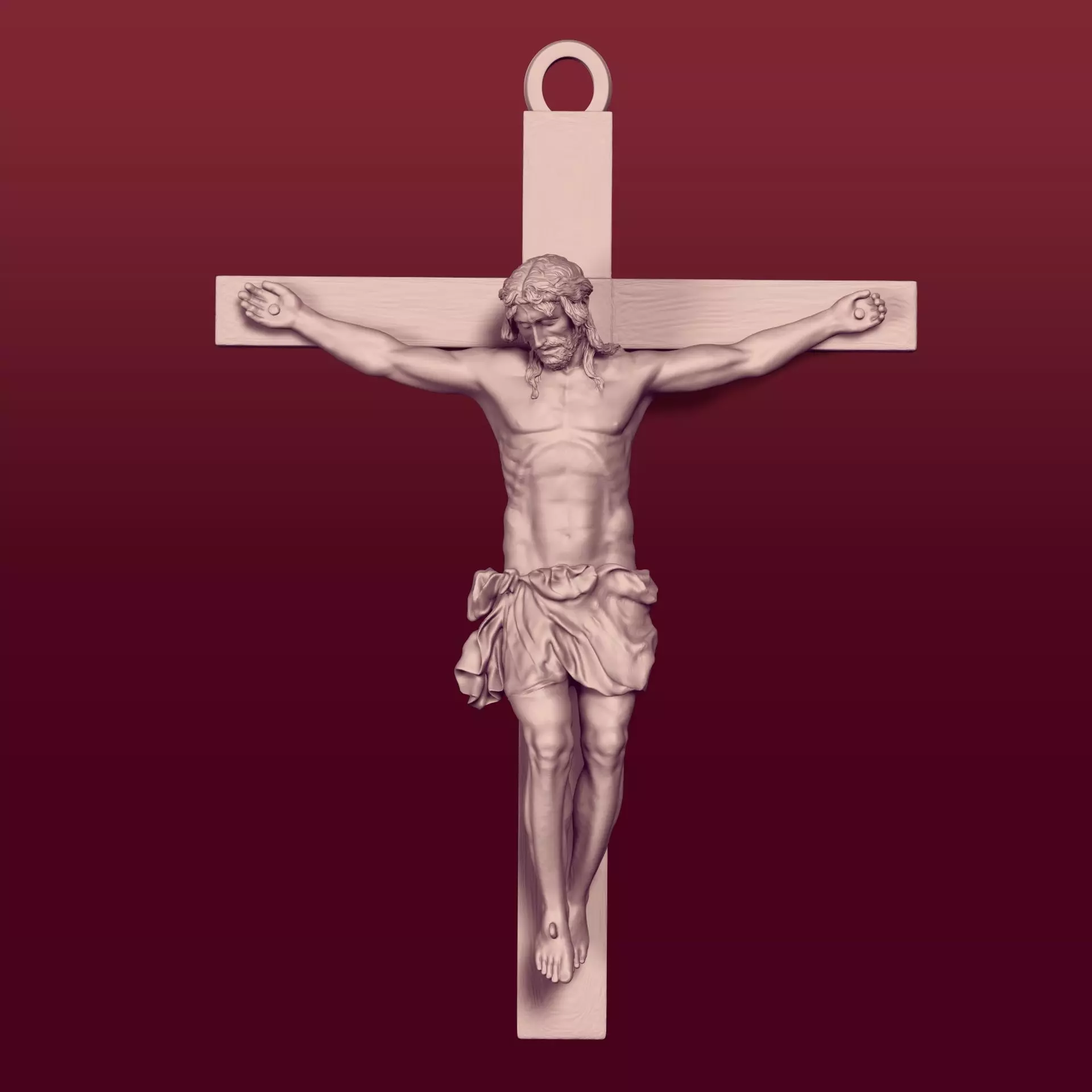 Jesus - Christ Cross Pendant - Necklace -- Ready for 3D Printing 3D print model_0
