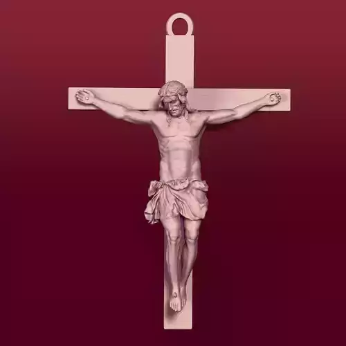 Jesus - Christ Cross Pendant - Necklace -- Ready for 3D Printing