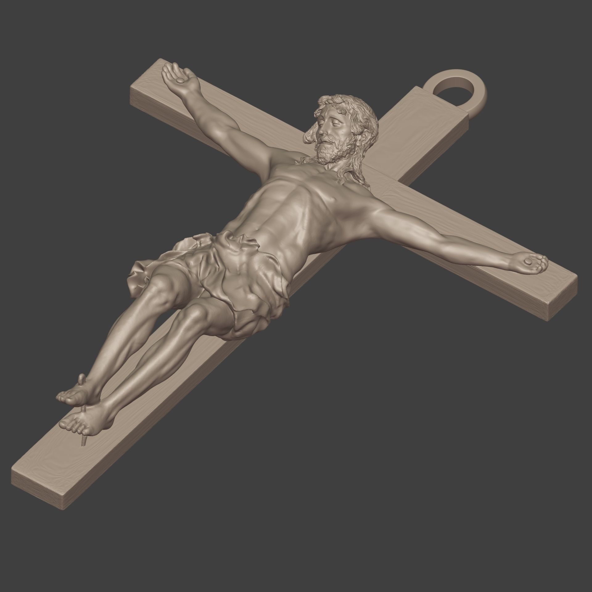 Jesus - Christ Cross Pendant - Necklace -- Ready for 3D Printing 3D print model_3