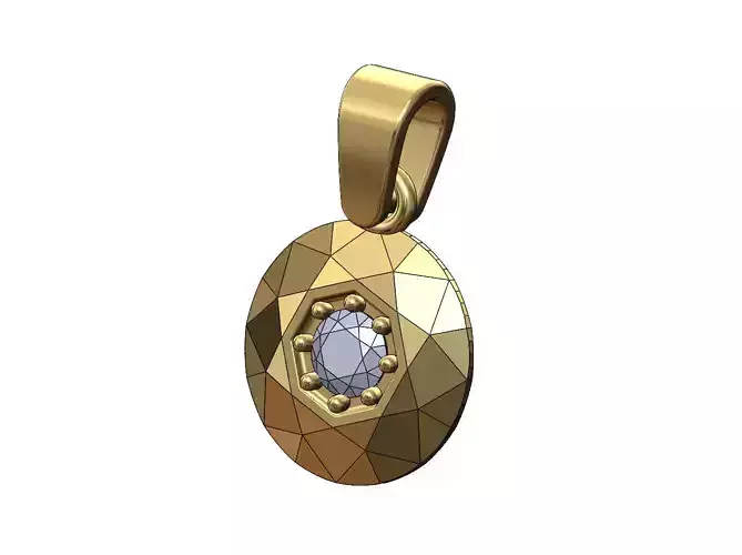 Round faceted metal diamond 4mm stone pendant charm with bail