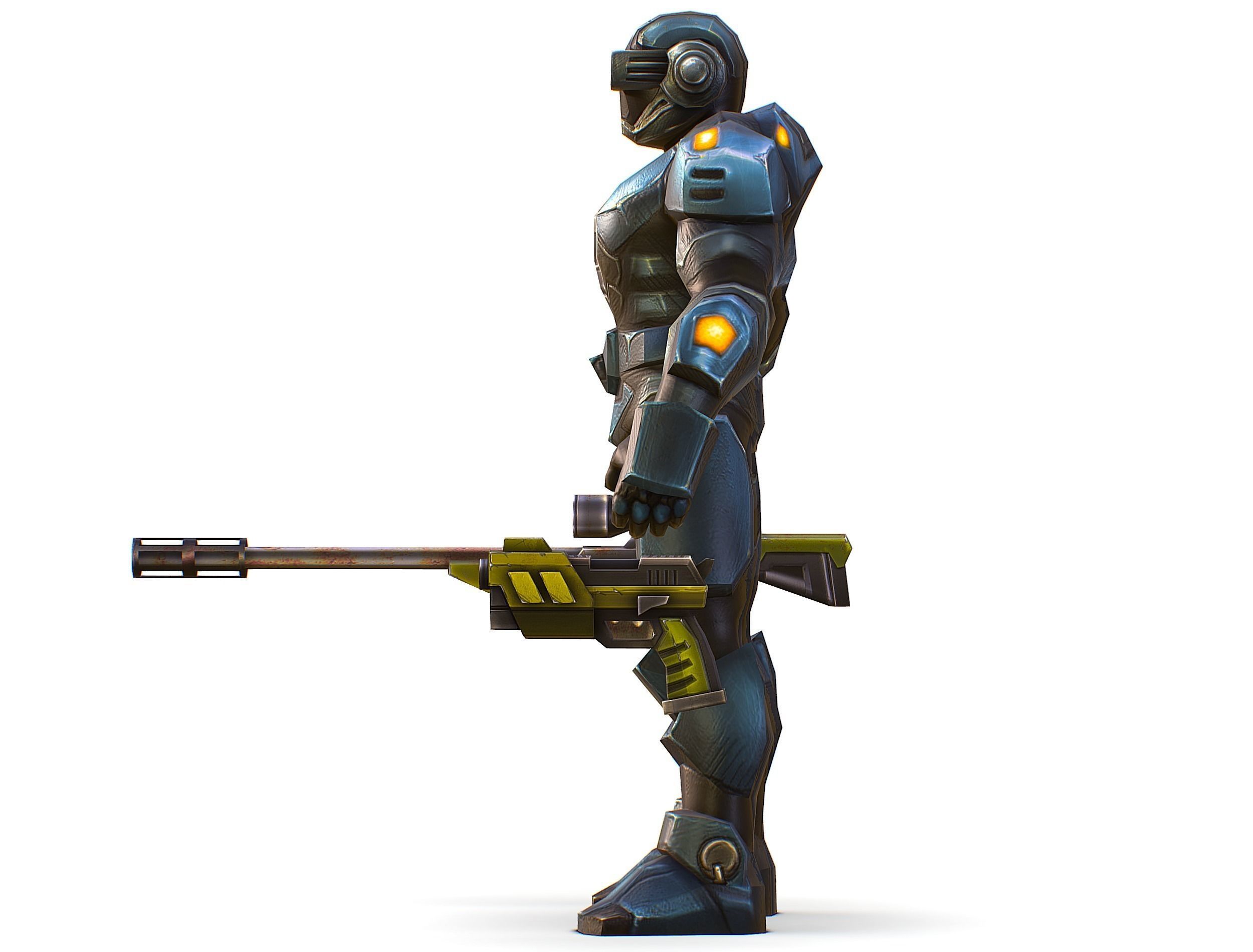 Sci-Fi Male Cyborg Drone Man Sniper Soldier Low-poly 3D model_20