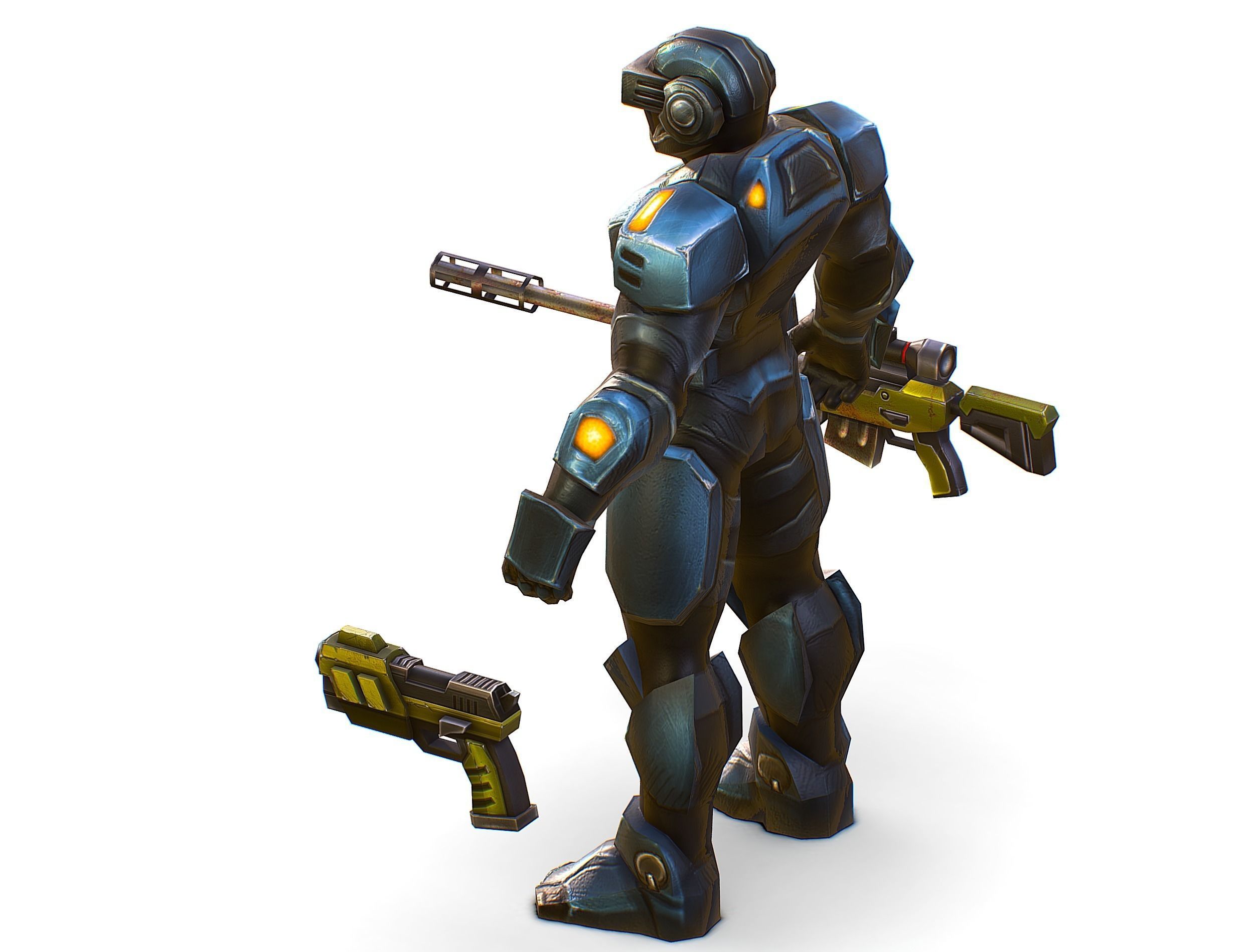 Sci-Fi Male Cyborg Drone Man Sniper Soldier Low-poly 3D model_41