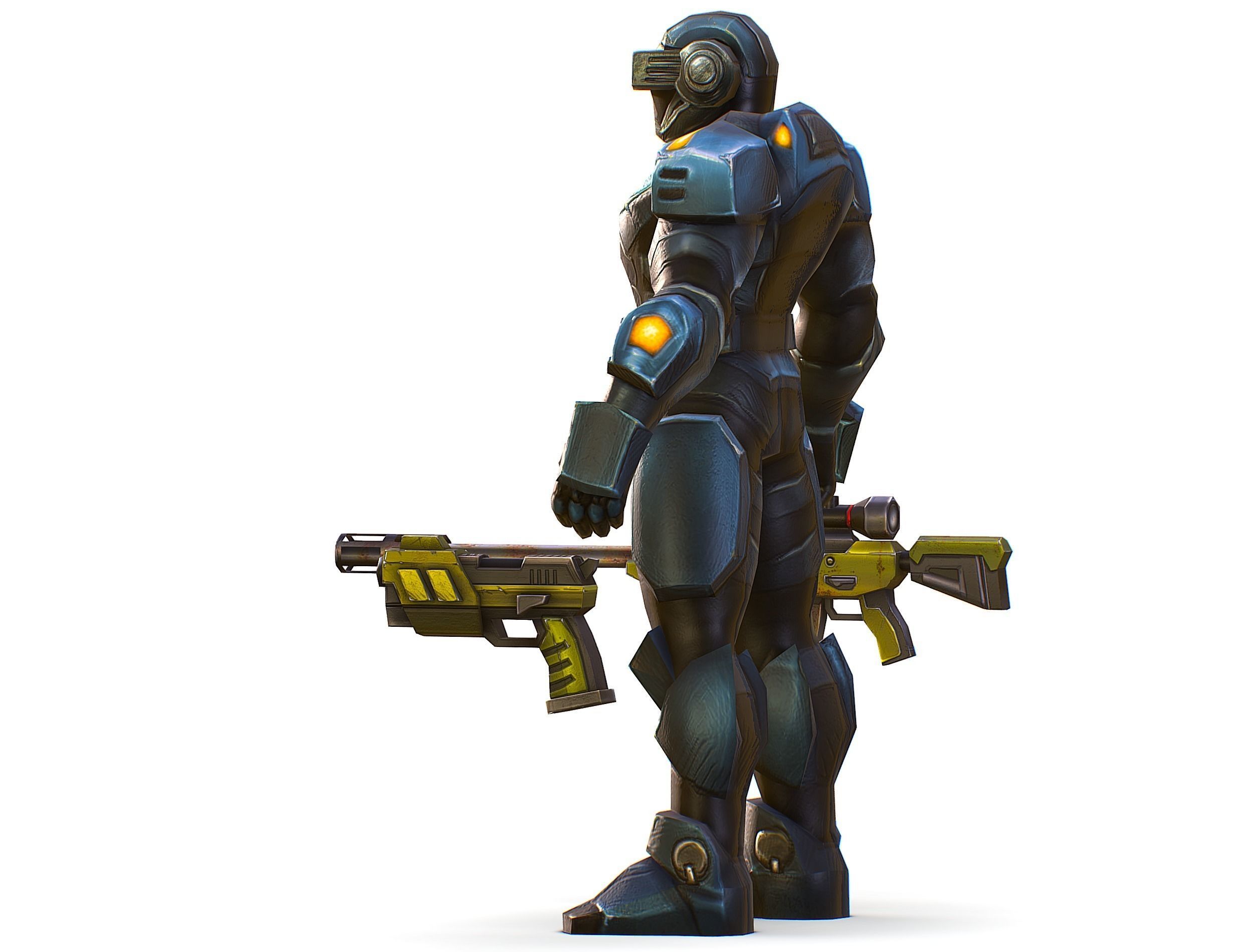 Sci-Fi Male Cyborg Drone Man Sniper Soldier Low-poly 3D model_18