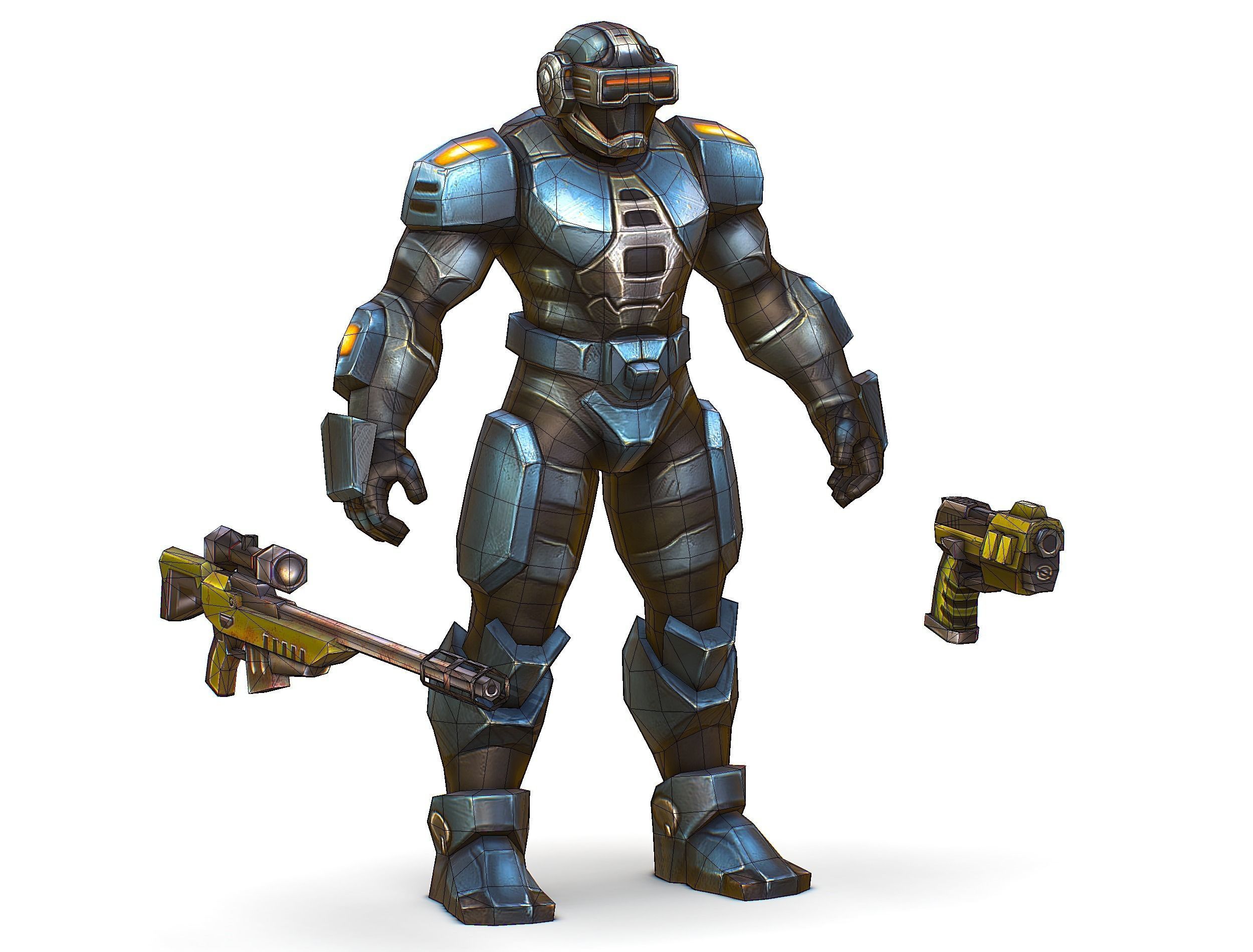 Sci-Fi Male Cyborg Drone Man Sniper Soldier Low-poly 3D model_67