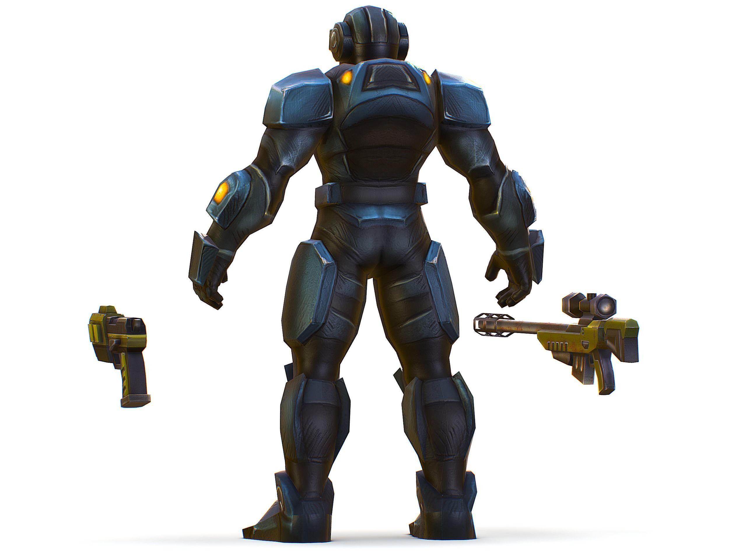 Sci-Fi Male Cyborg Drone Man Sniper Soldier Low-poly 3D model_14