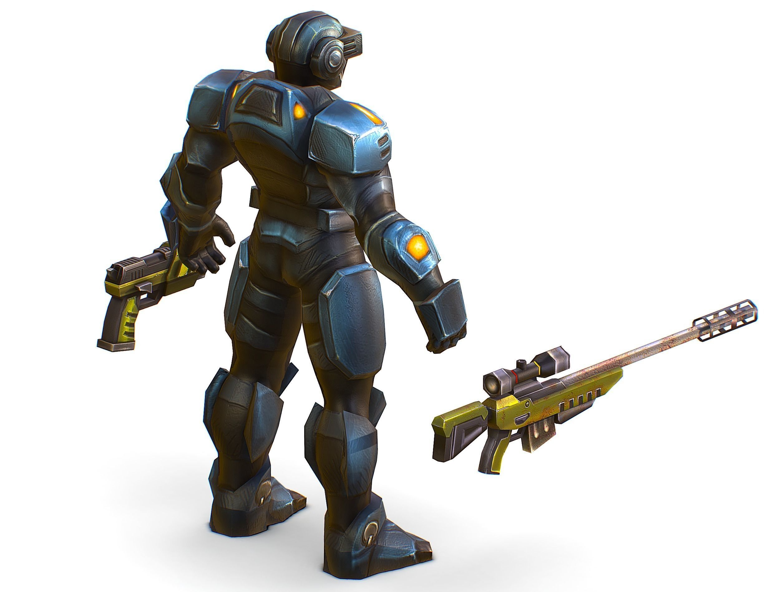 Sci-Fi Male Cyborg Drone Man Sniper Soldier Low-poly 3D model_43