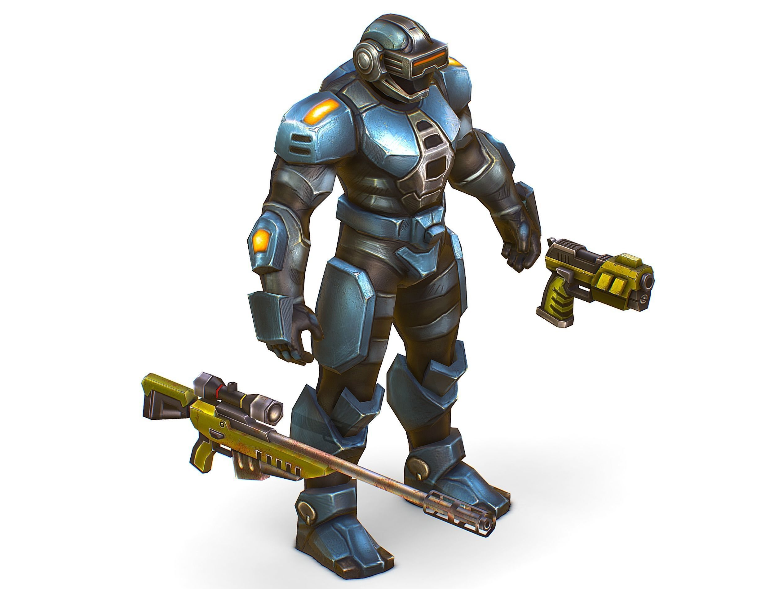 Sci-Fi Male Cyborg Drone Man Sniper Soldier Low-poly 3D model_42