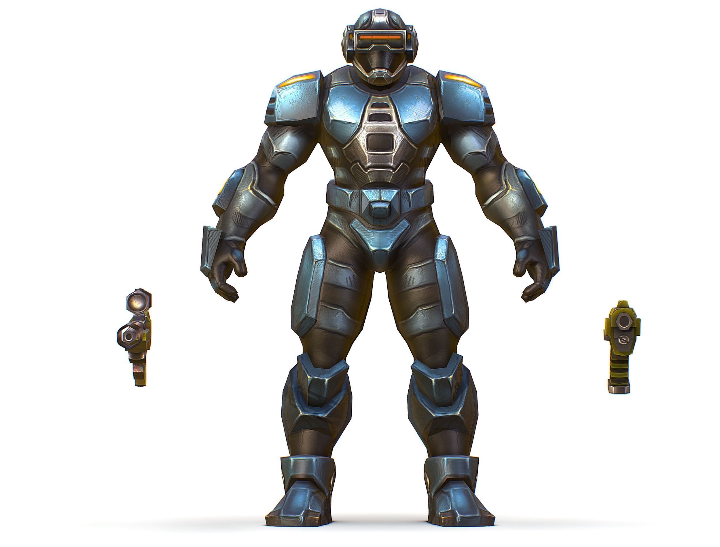 Sci-Fi Male Cyborg Drone Man Sniper Soldier Low-poly 3D model_27