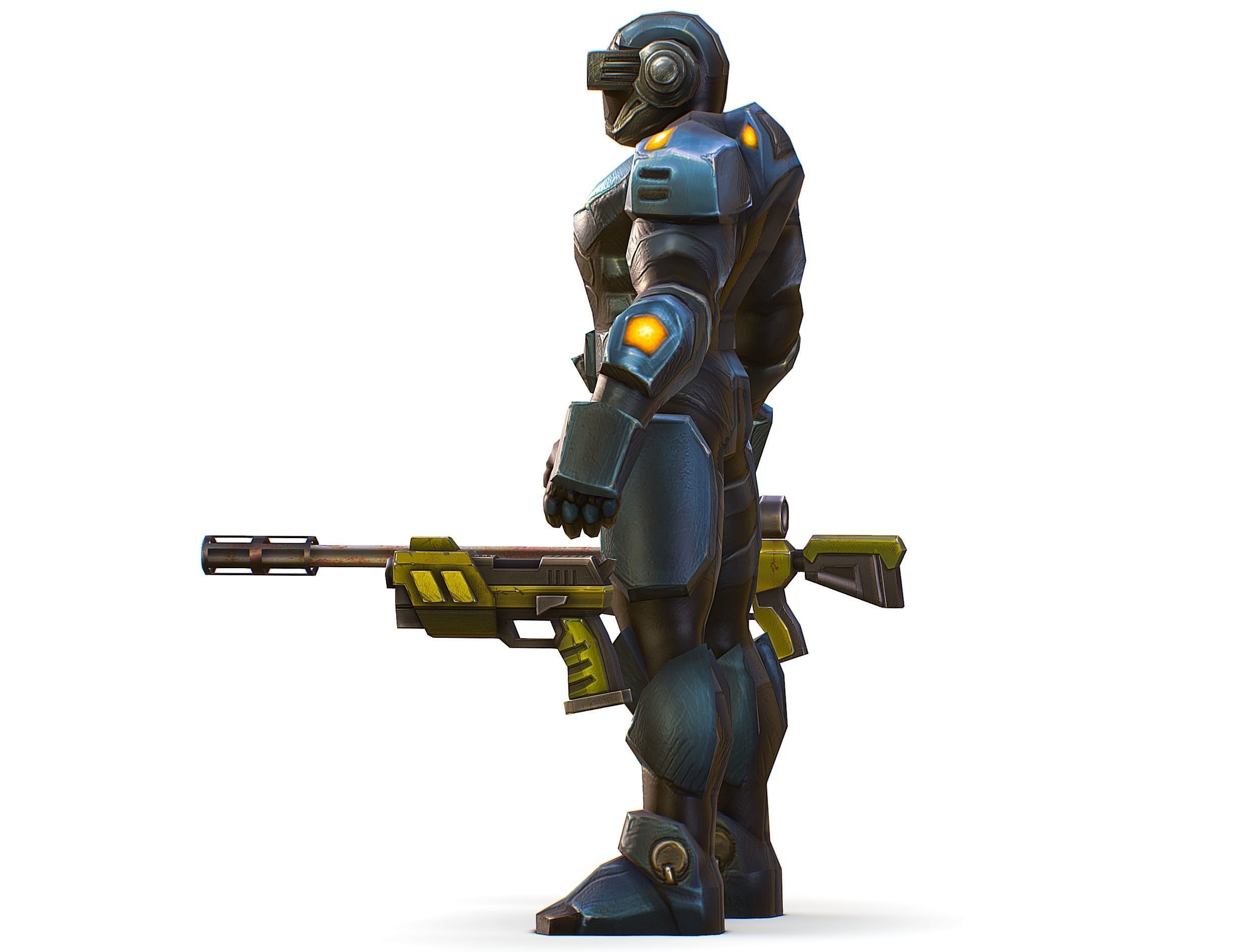 Sci-Fi Male Cyborg Drone Man Sniper Soldier Low-poly 3D model_19