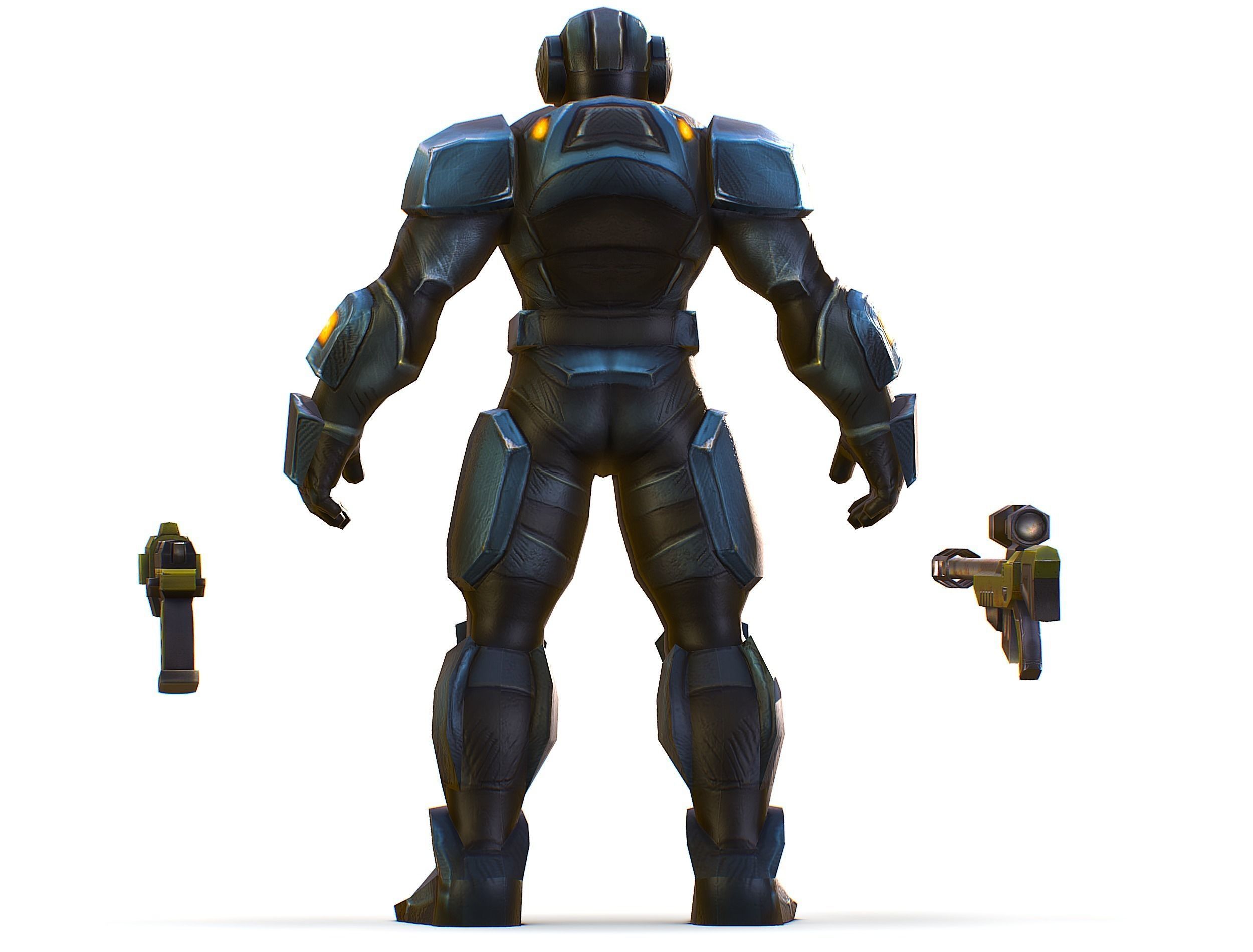 Sci-Fi Male Cyborg Drone Man Sniper Soldier Low-poly 3D model_13