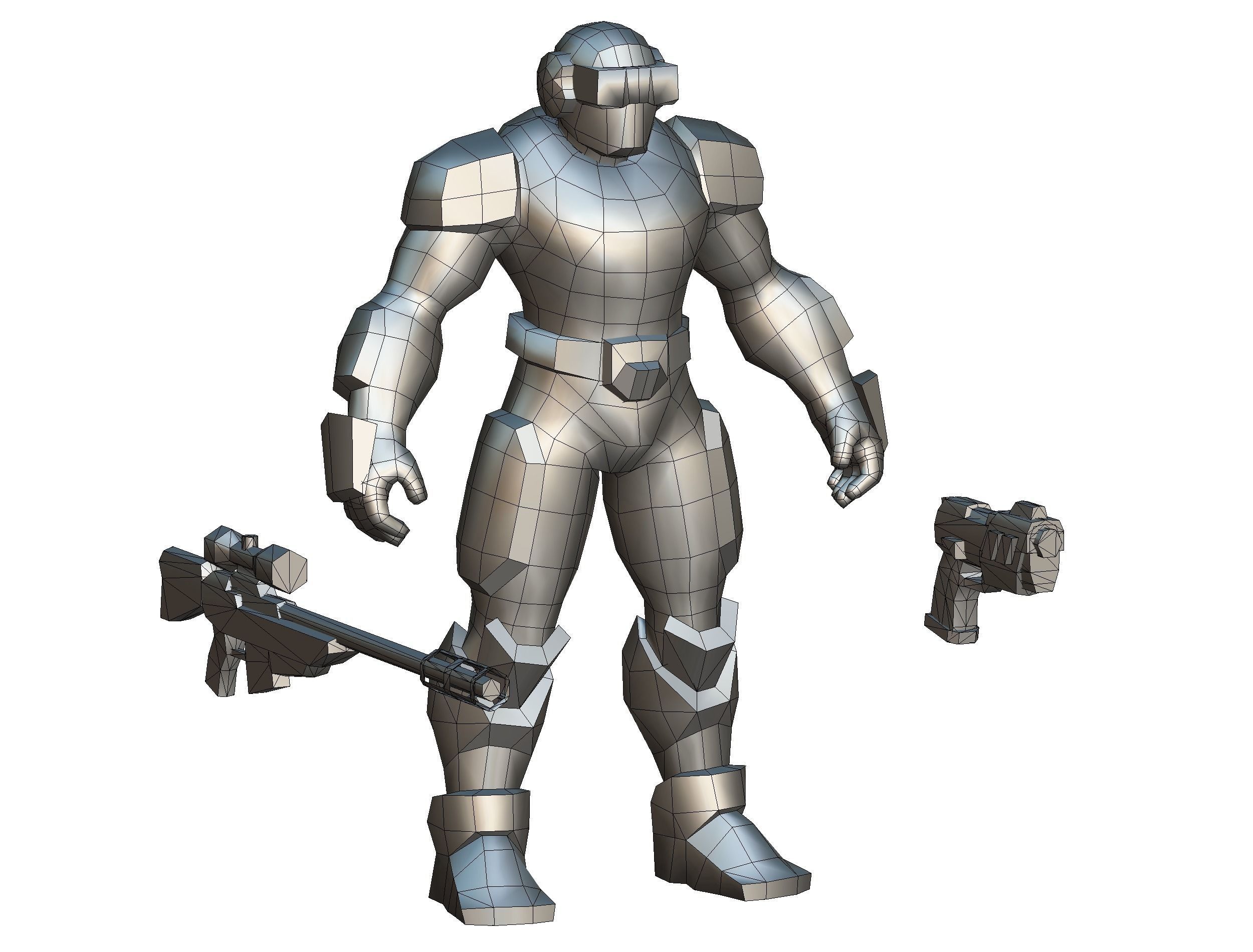 Sci-Fi Male Cyborg Drone Man Sniper Soldier Low-poly 3D model_68