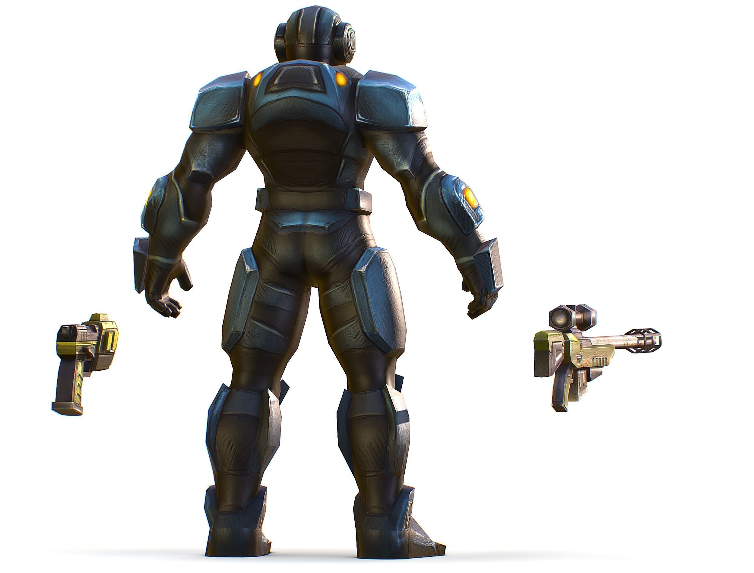 Sci-Fi Male Cyborg Drone Man Sniper Soldier Low-poly 3D model_11