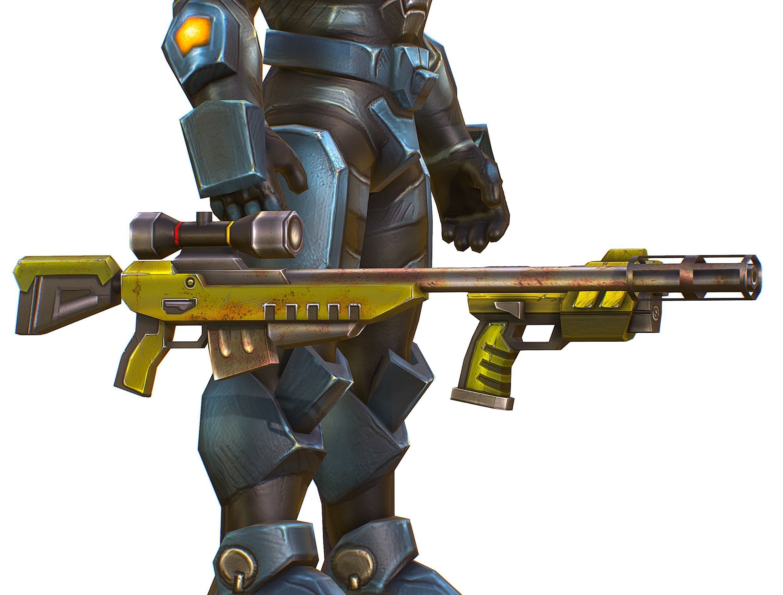 Sci-Fi Male Cyborg Drone Man Sniper Soldier Low-poly 3D model_49