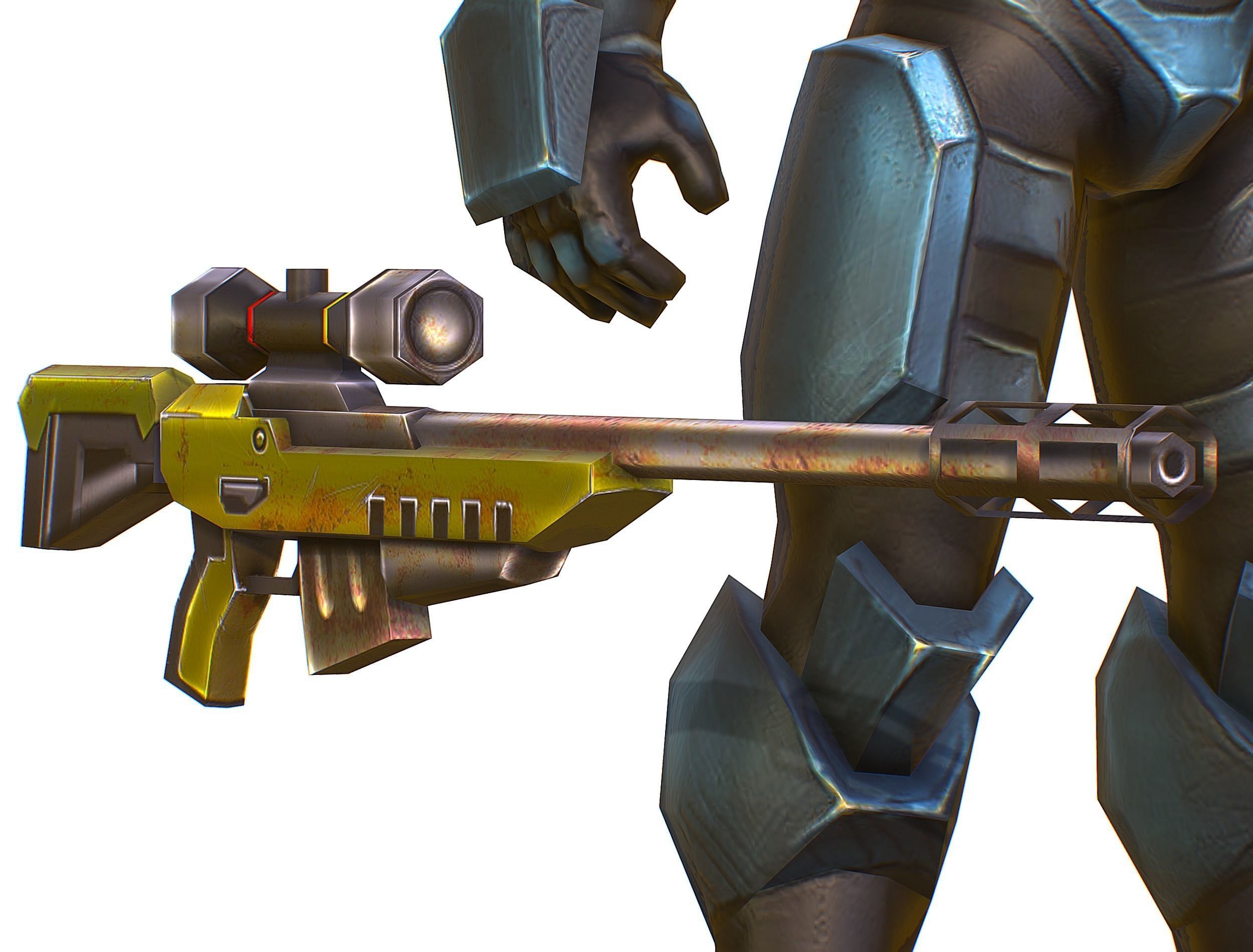 Sci-Fi Male Cyborg Drone Man Sniper Soldier Low-poly 3D model_48