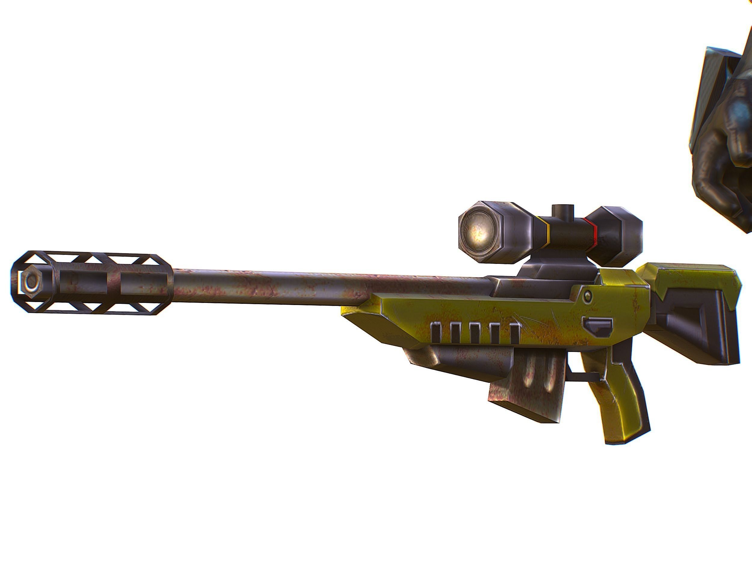 Sci-Fi Male Cyborg Drone Man Sniper Soldier Low-poly 3D model_44