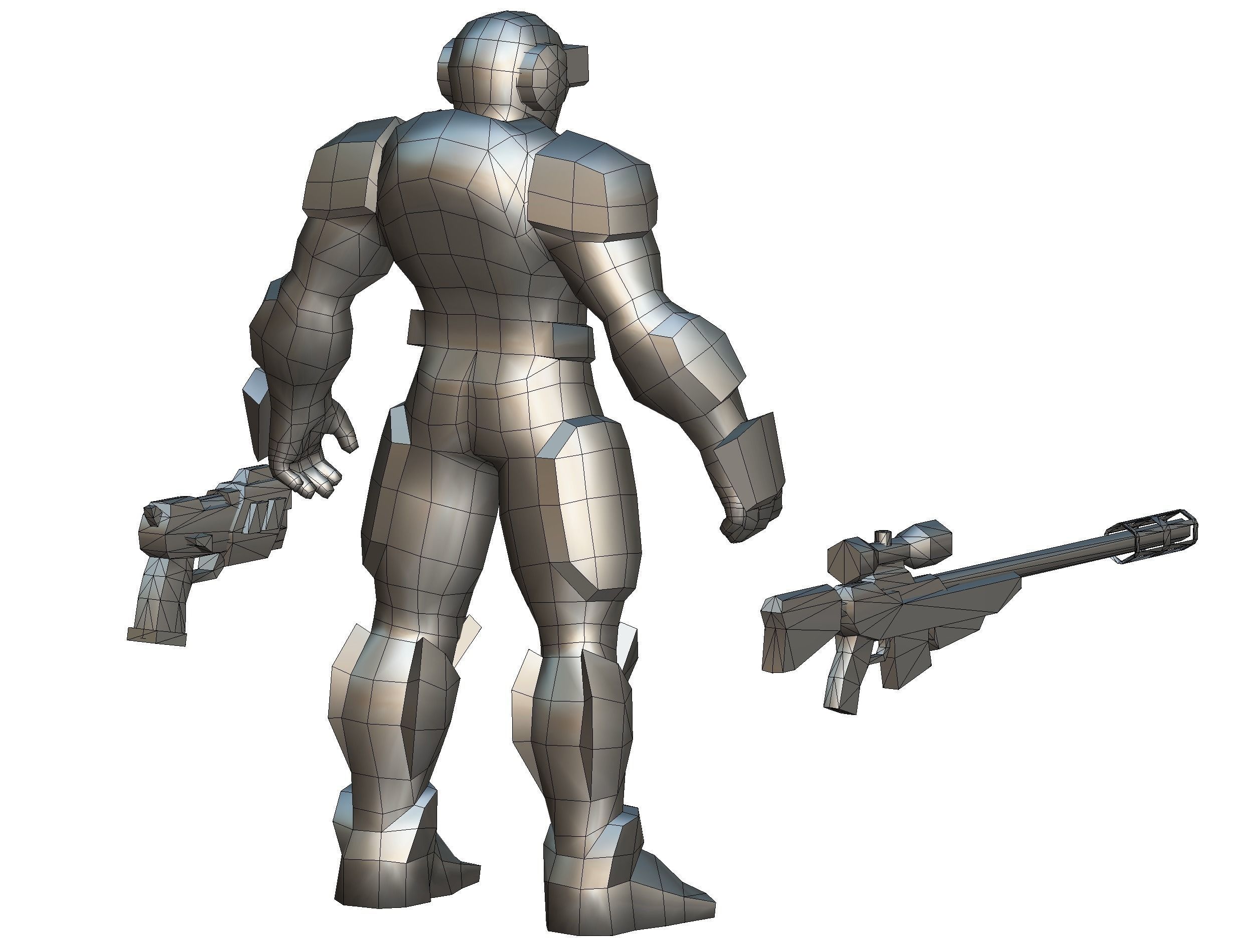Sci-Fi Male Cyborg Drone Man Sniper Soldier Low-poly 3D model_70