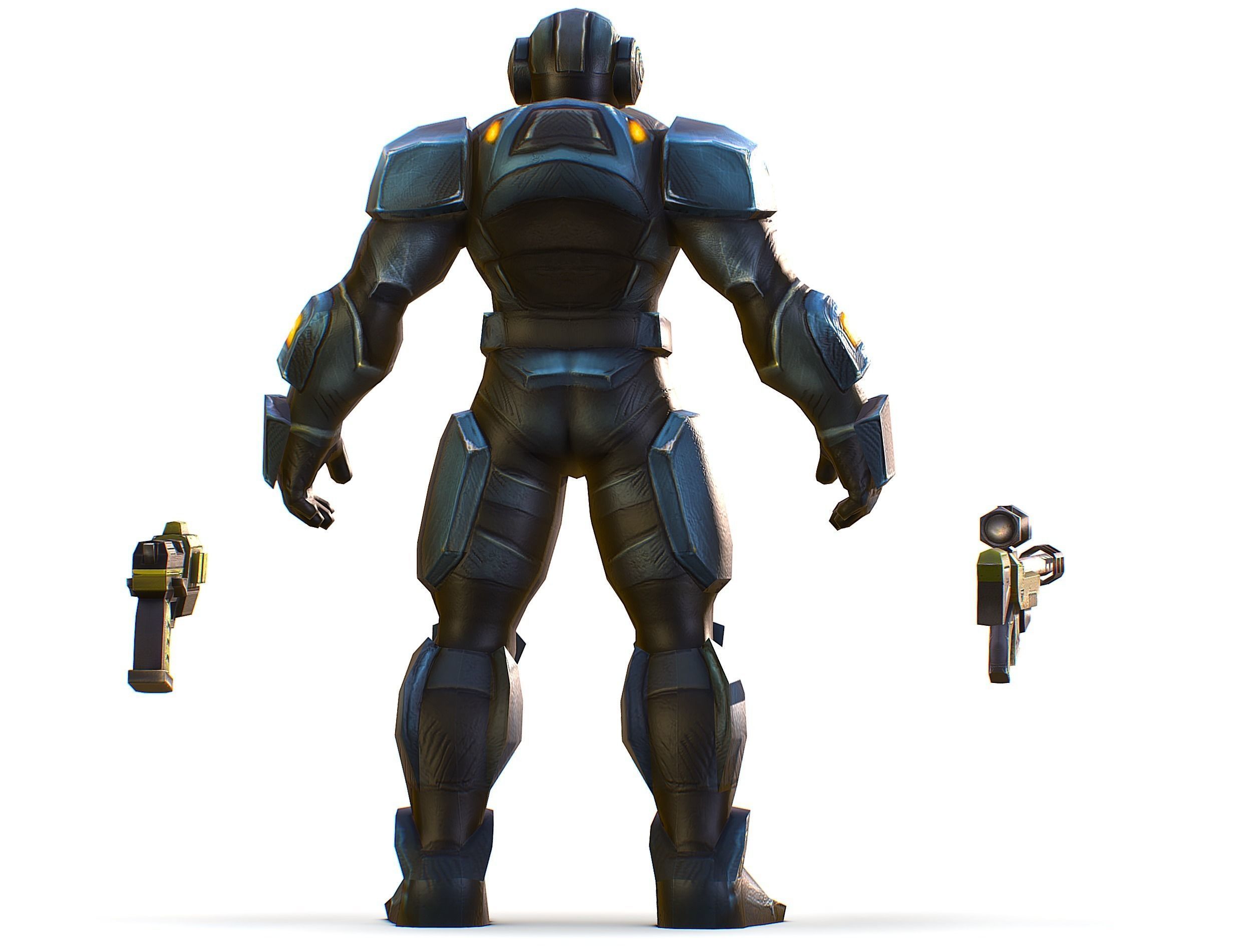 Sci-Fi Male Cyborg Drone Man Sniper Soldier Low-poly 3D model_12