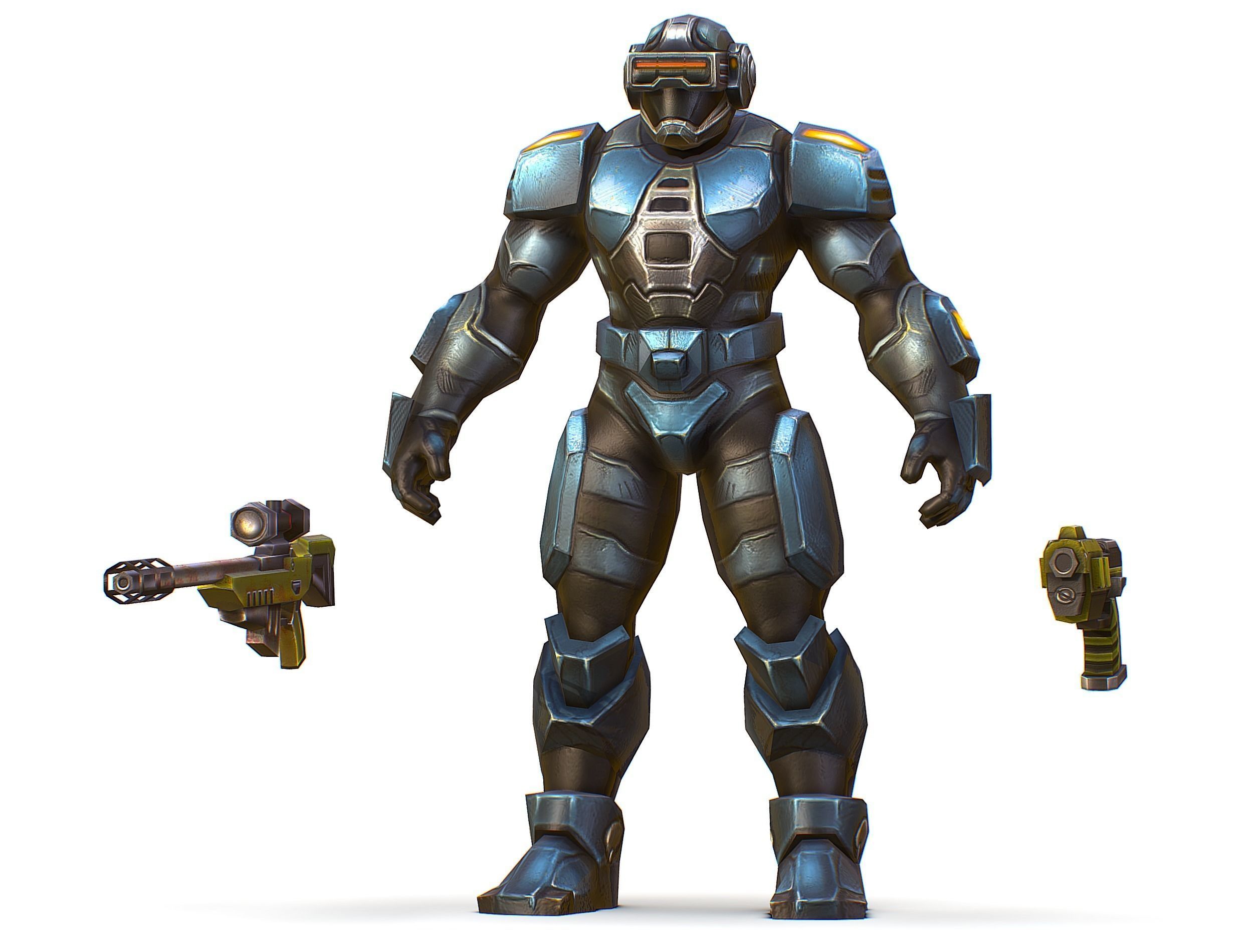 Sci-Fi Male Cyborg Drone Man Sniper Soldier Low-poly 3D model_26