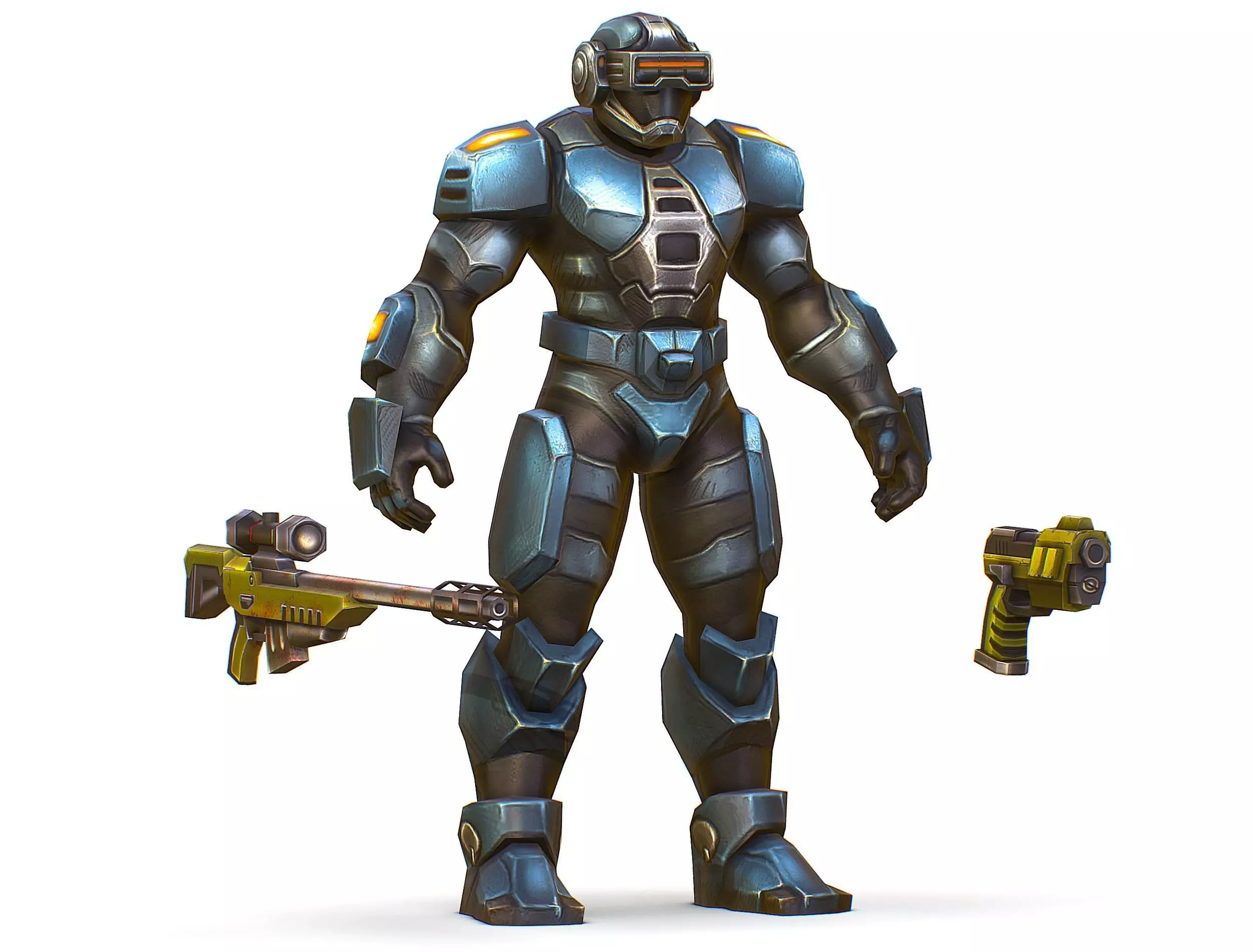 Sci-Fi Male Cyborg Drone Man Sniper Soldier Low-poly 3D model_0