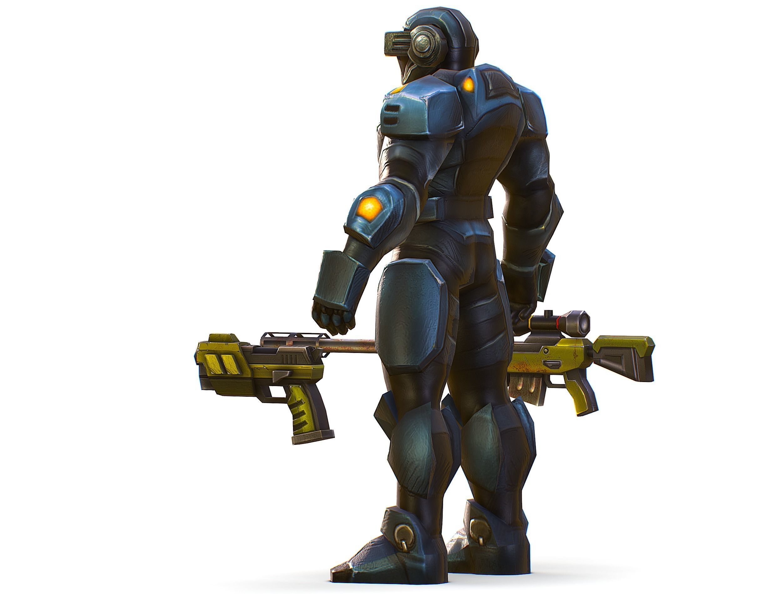 Sci-Fi Male Cyborg Drone Man Sniper Soldier Low-poly 3D model_17