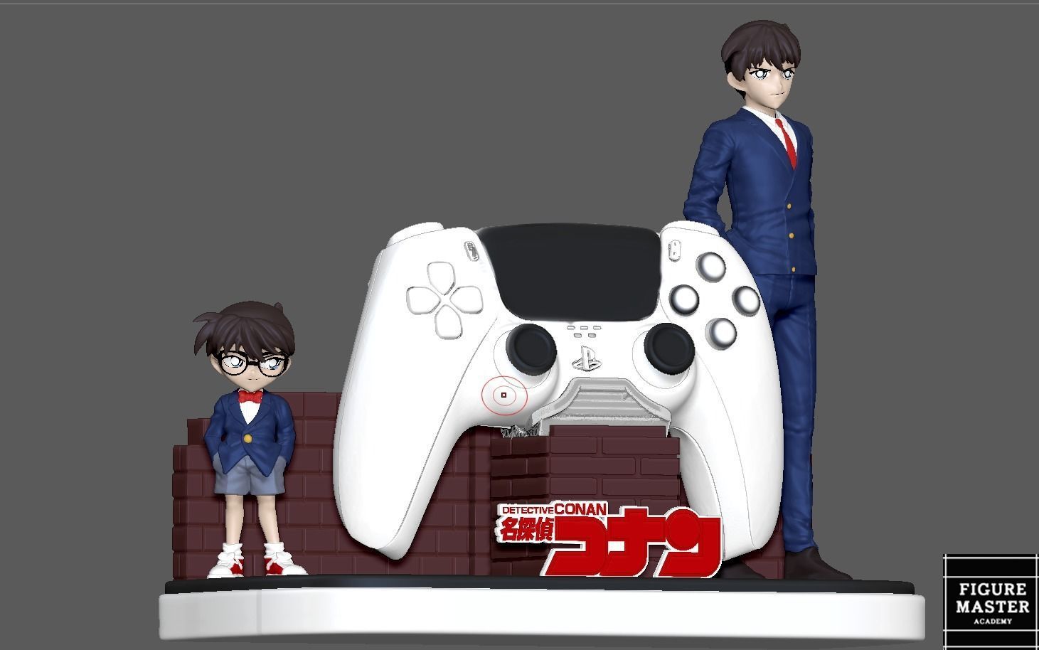 DETECTIVE CONAN SHIN ICHI PS 5 CONTROLLER HOLDER ANIME 3D print model_3