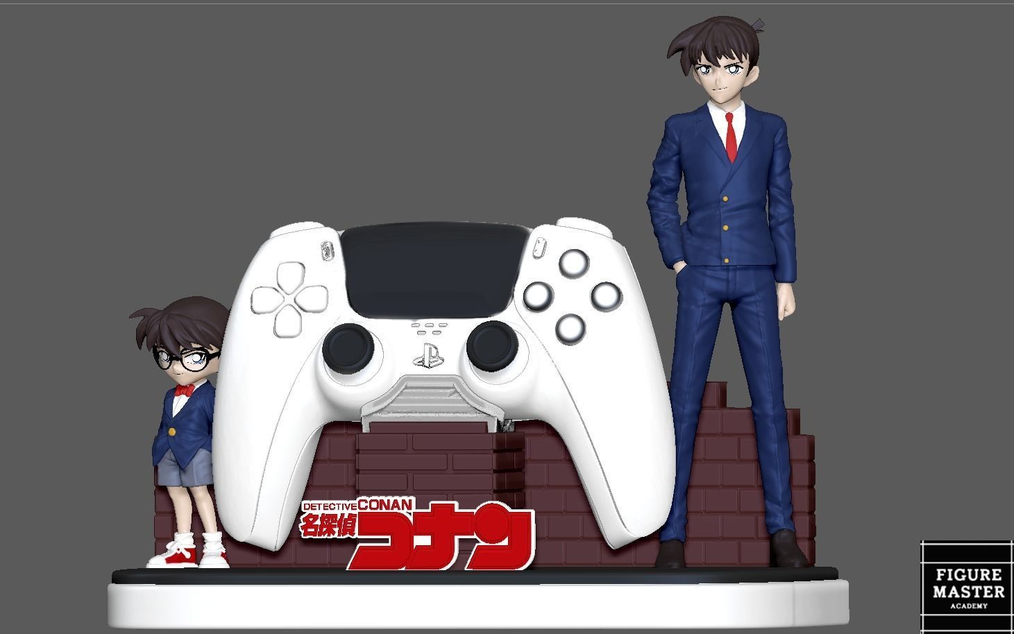 DETECTIVE CONAN SHIN ICHI PS 5 CONTROLLER HOLDER ANIME 3D print model_4