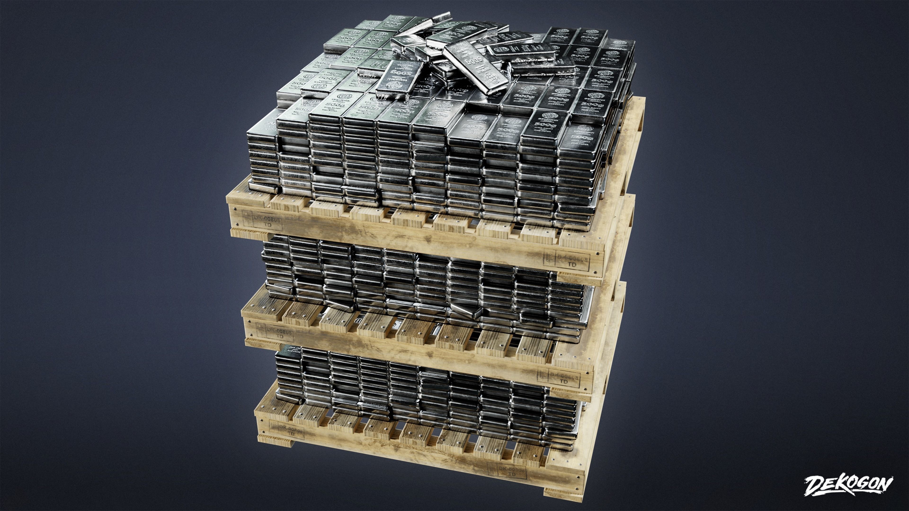 BANK HEIST - Silver Stack 01 - LOW POLY Low-poly 3D model_5