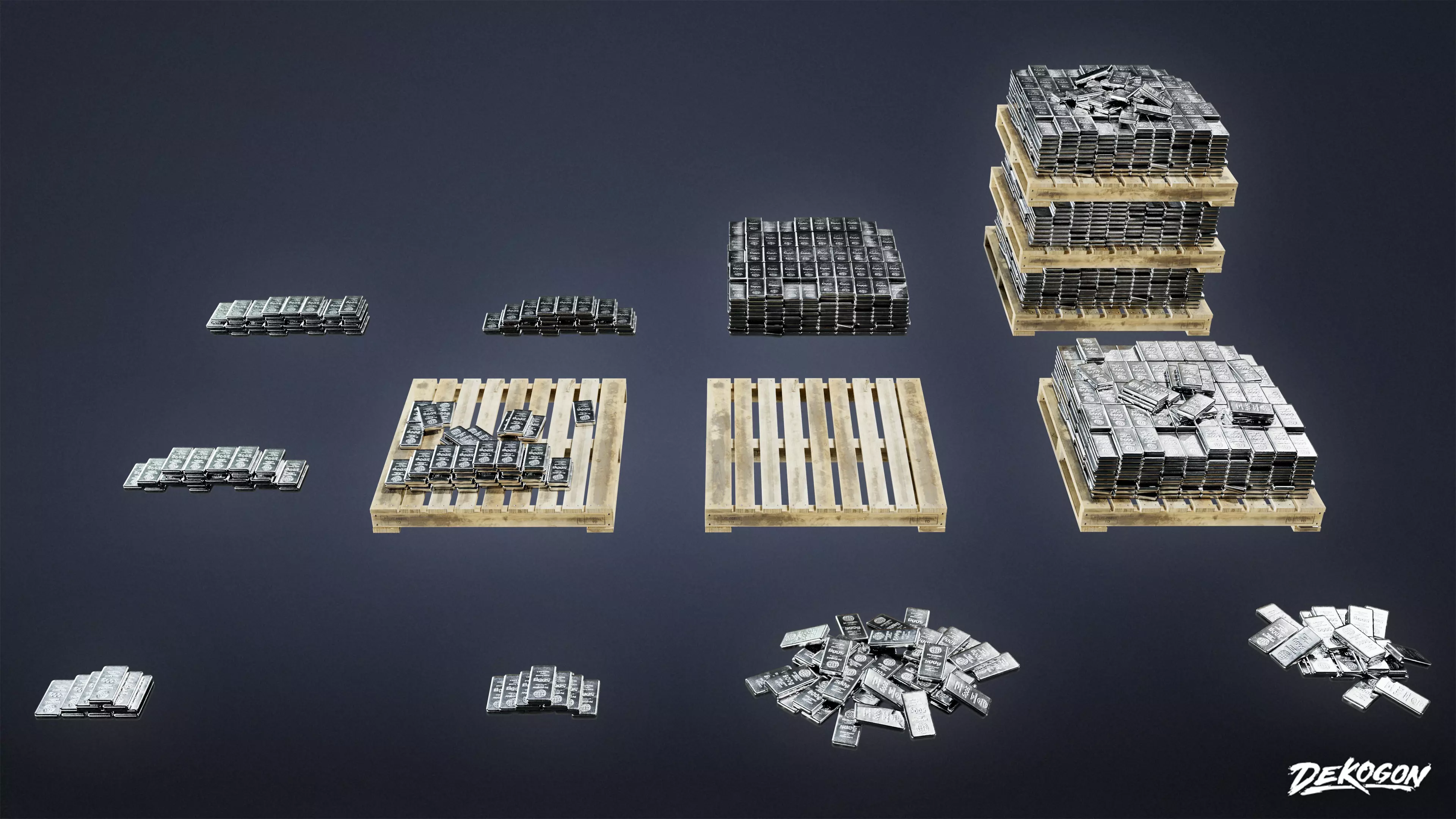 BANK HEIST - Silver Stack 01 - LOW POLY Low-poly 3D model_0