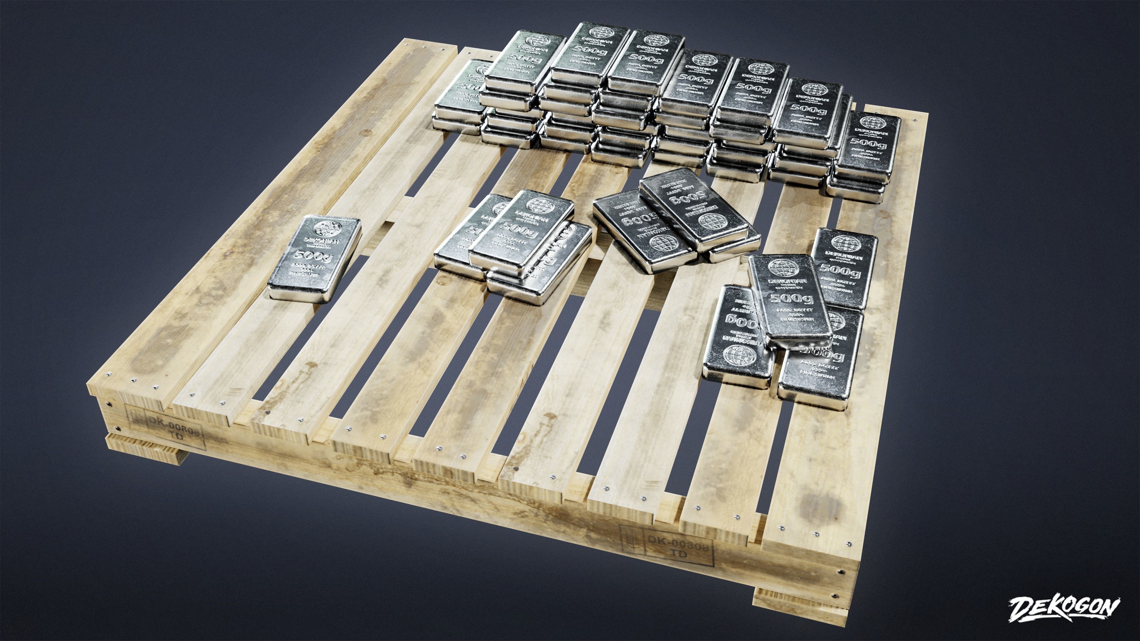 BANK HEIST - Silver Stack 01 - LOW POLY Low-poly 3D model_3