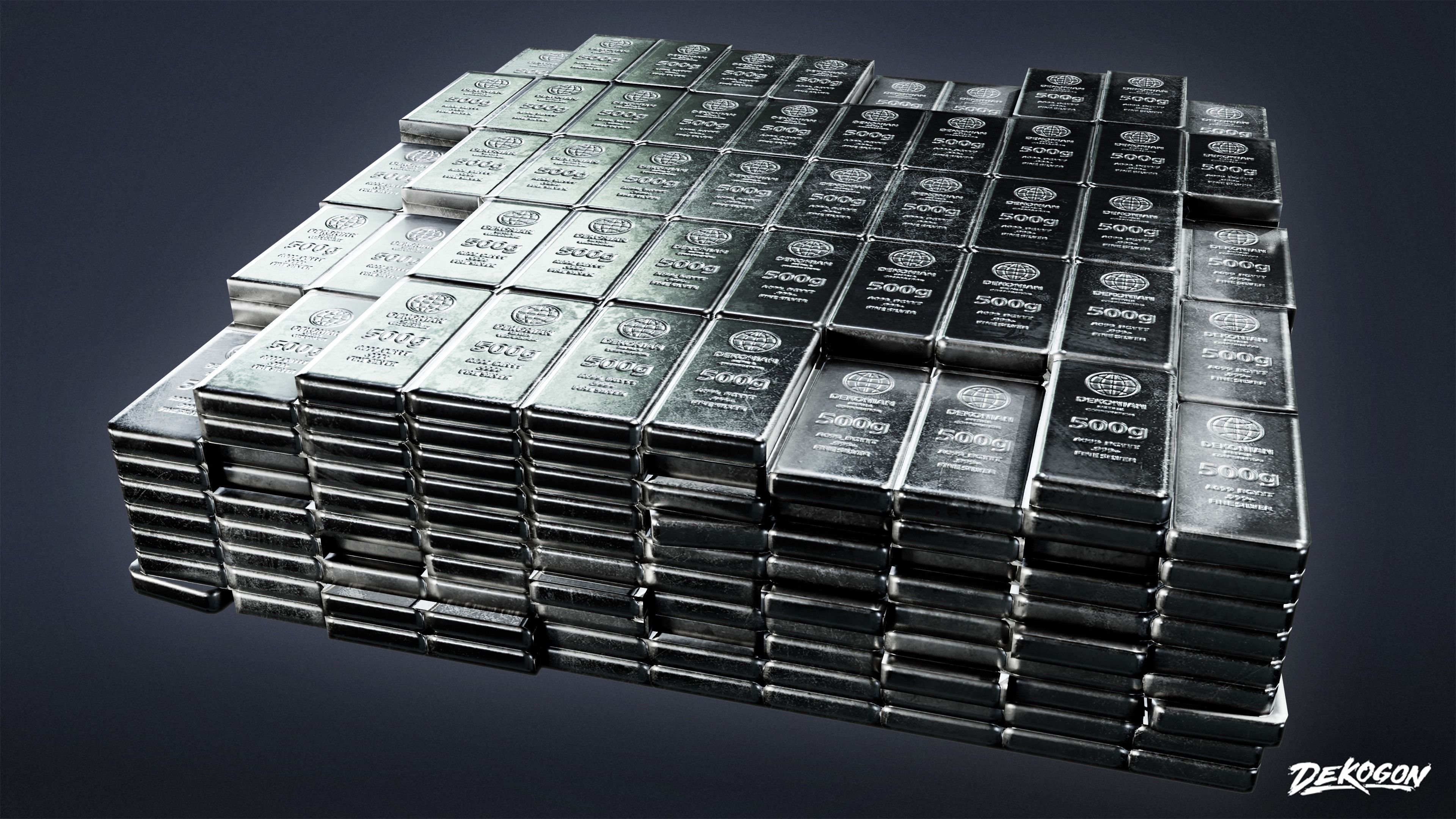 BANK HEIST - Silver Stack 01 - LOW POLY Low-poly 3D model_6