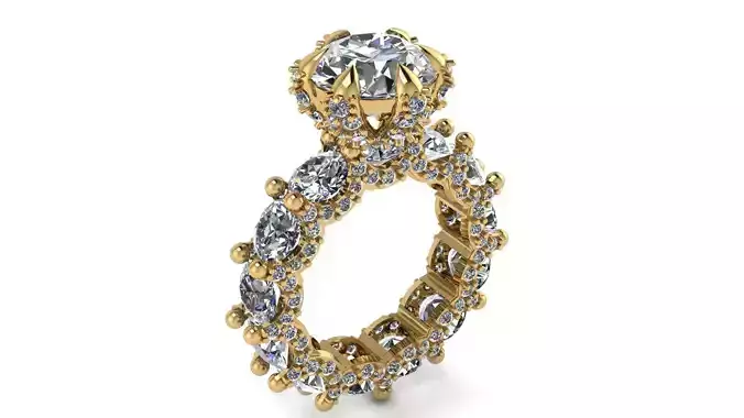 ROUND BRILLIANT CUT DIAMOND RING 3D PRINTING MODEL