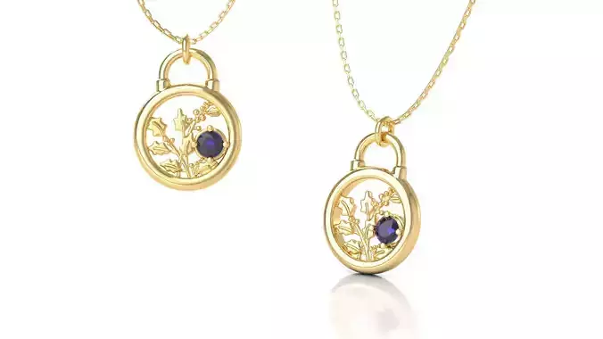 Birthflower Padlock Pendant December 3D print model
