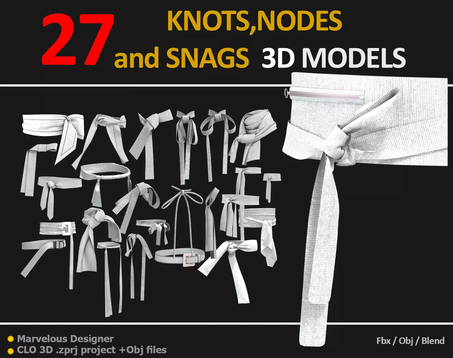 27 KNOTS NODES AND SNAGS 3D MODELS Low-poly 3D model