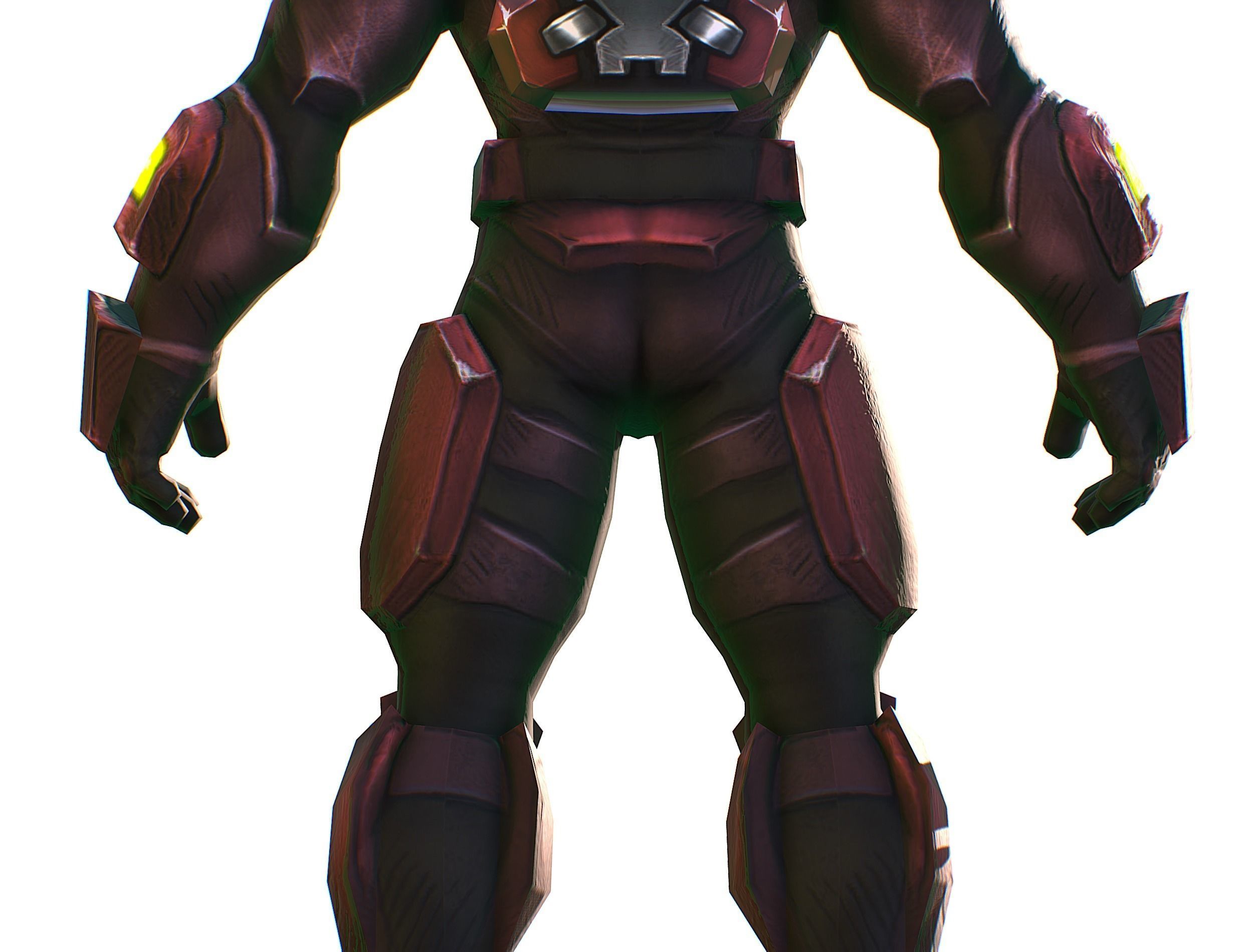 Male Cyborg Machine Gun Man with Automatic Rifle and Pistol Low-poly 3D model_29