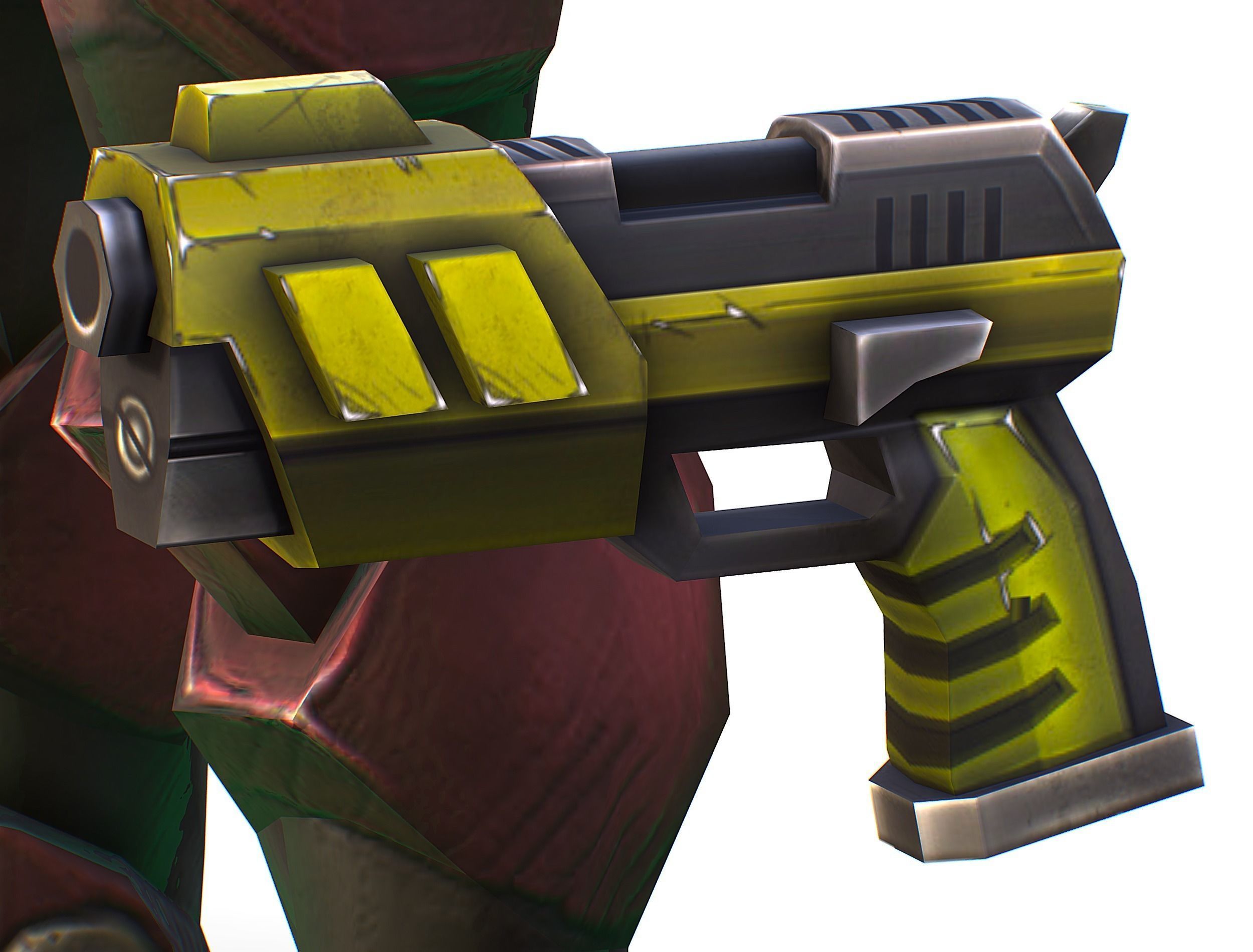 Male Cyborg Machine Gun Man with Automatic Rifle and Pistol Low-poly 3D model_59